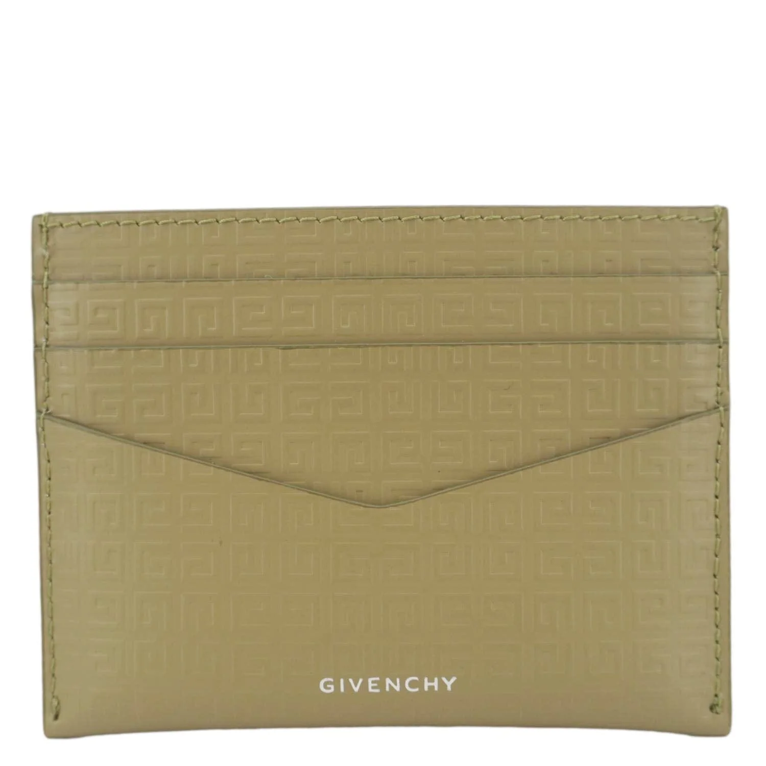 GIVENCHY 4G Micro Calfskin Leather Card Holder Khaki - Image 4