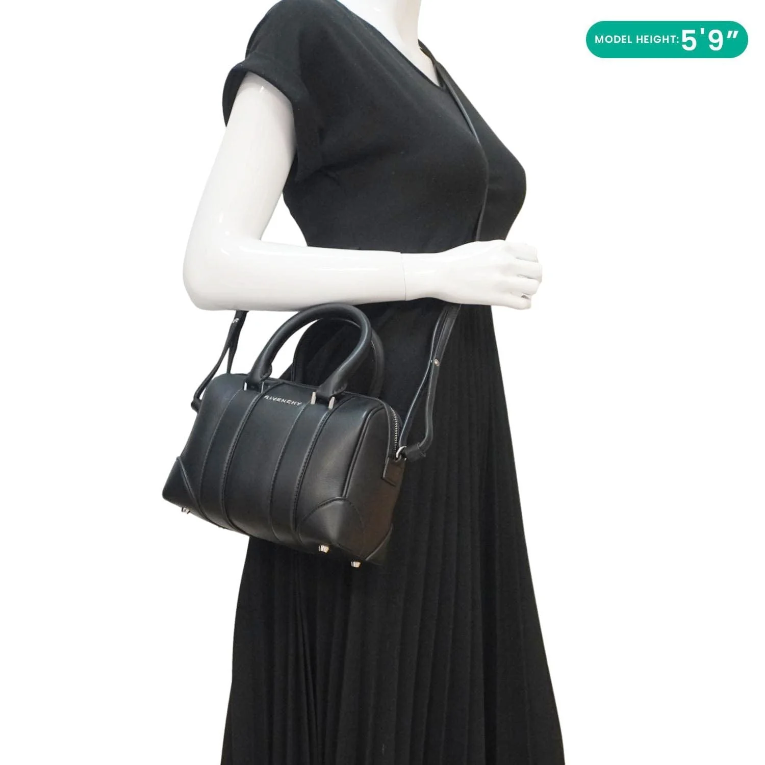 GIVENCHY Lucrezia Mini Calfskin Leather Duffle Bag Black - Image 2