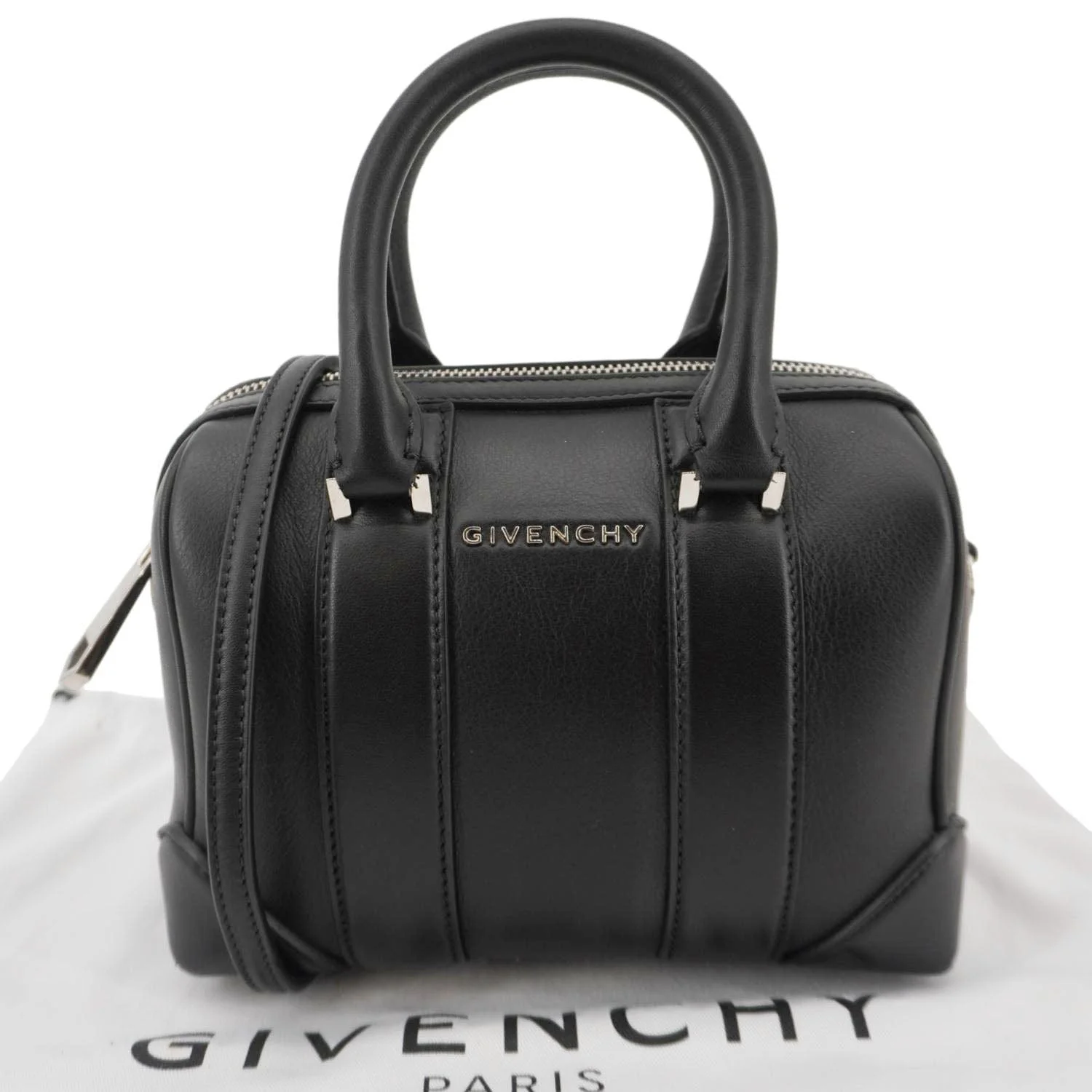 GIVENCHY Lucrezia Mini Calfskin Leather Duffle Bag Black - Image 3