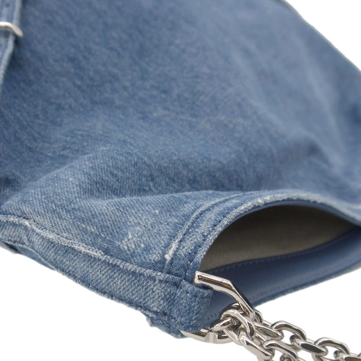 GIVENCHY Voyou Medium Denim Chain Shoulder Bag Blue - Image 5