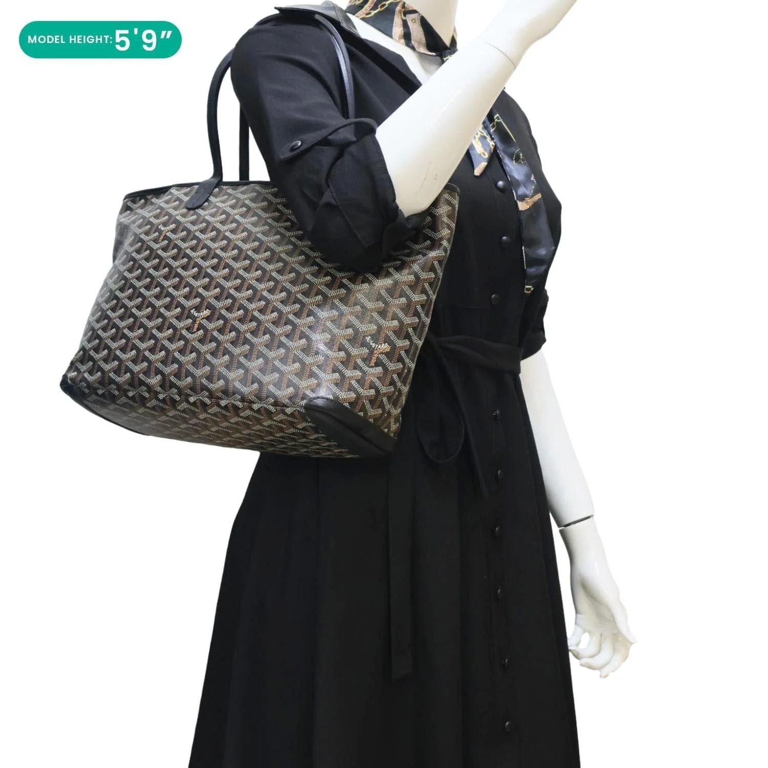 GOYARD Artois PM Chevron Print Coated Canvas Tote Bag Black - Image 2