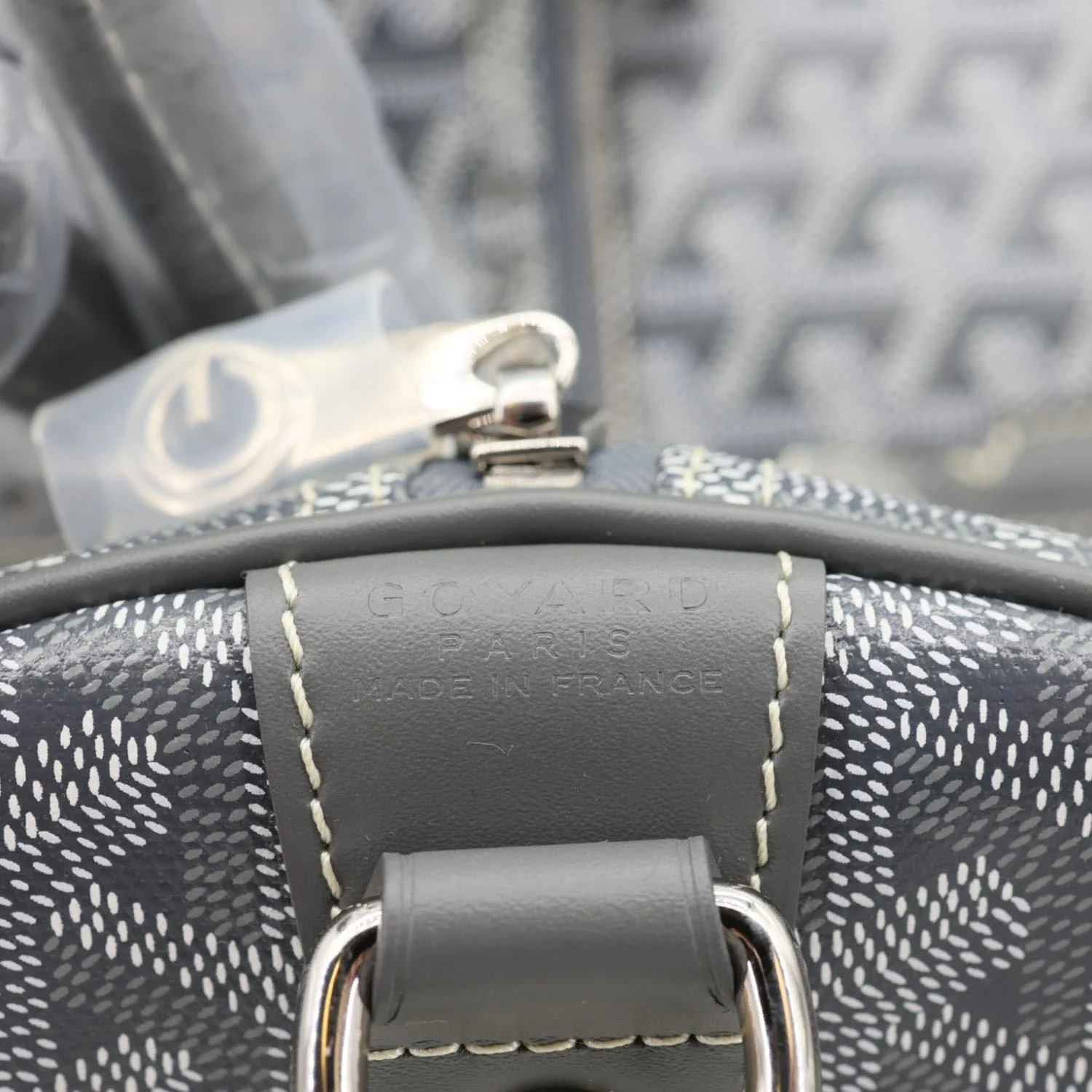 GOYARD 50 Chevron Print Canvas Boston Bag Grey - Image 13