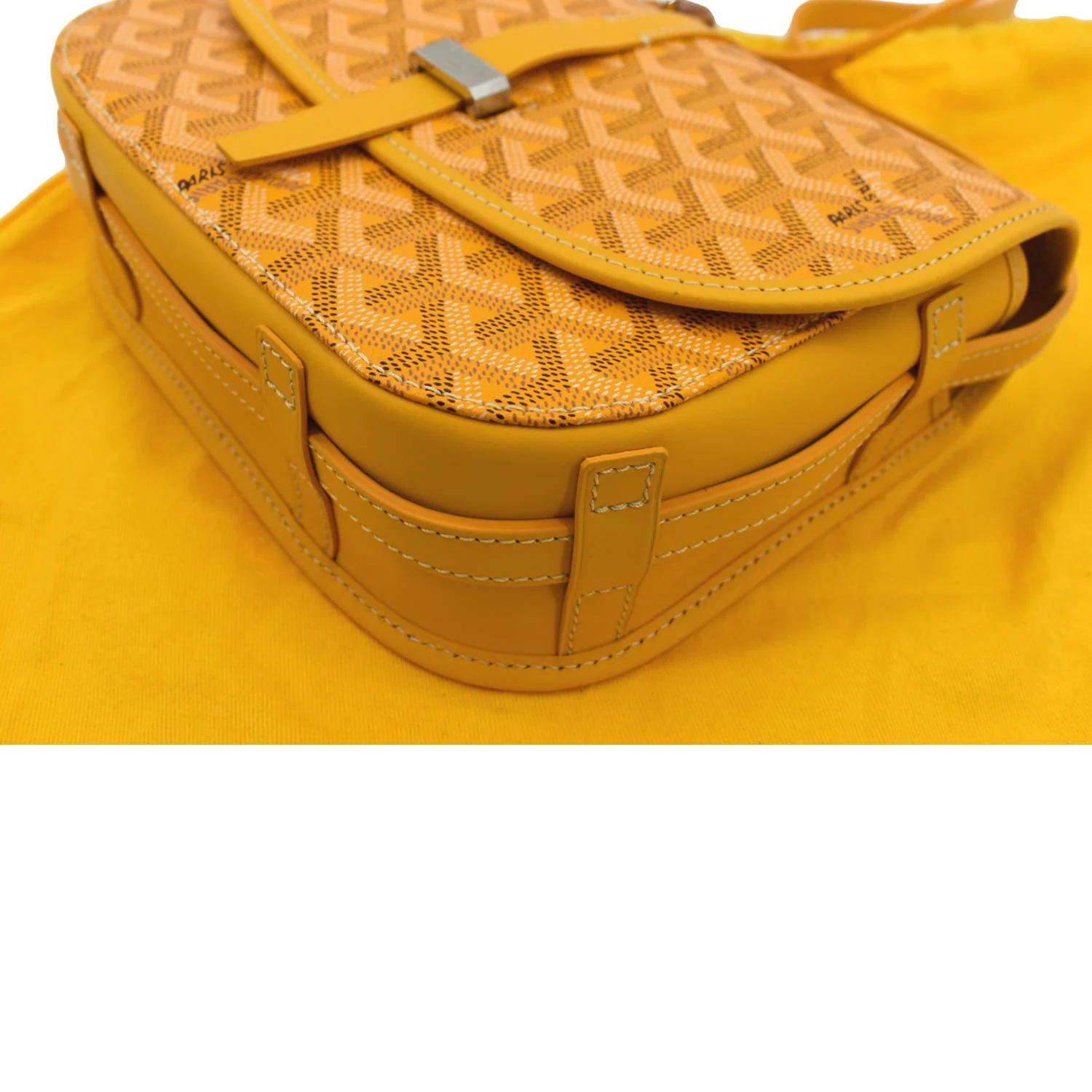 GOYARD Belvedere PM Goyardine Chevron Canvas Messenger Bag Yellow - Image 8