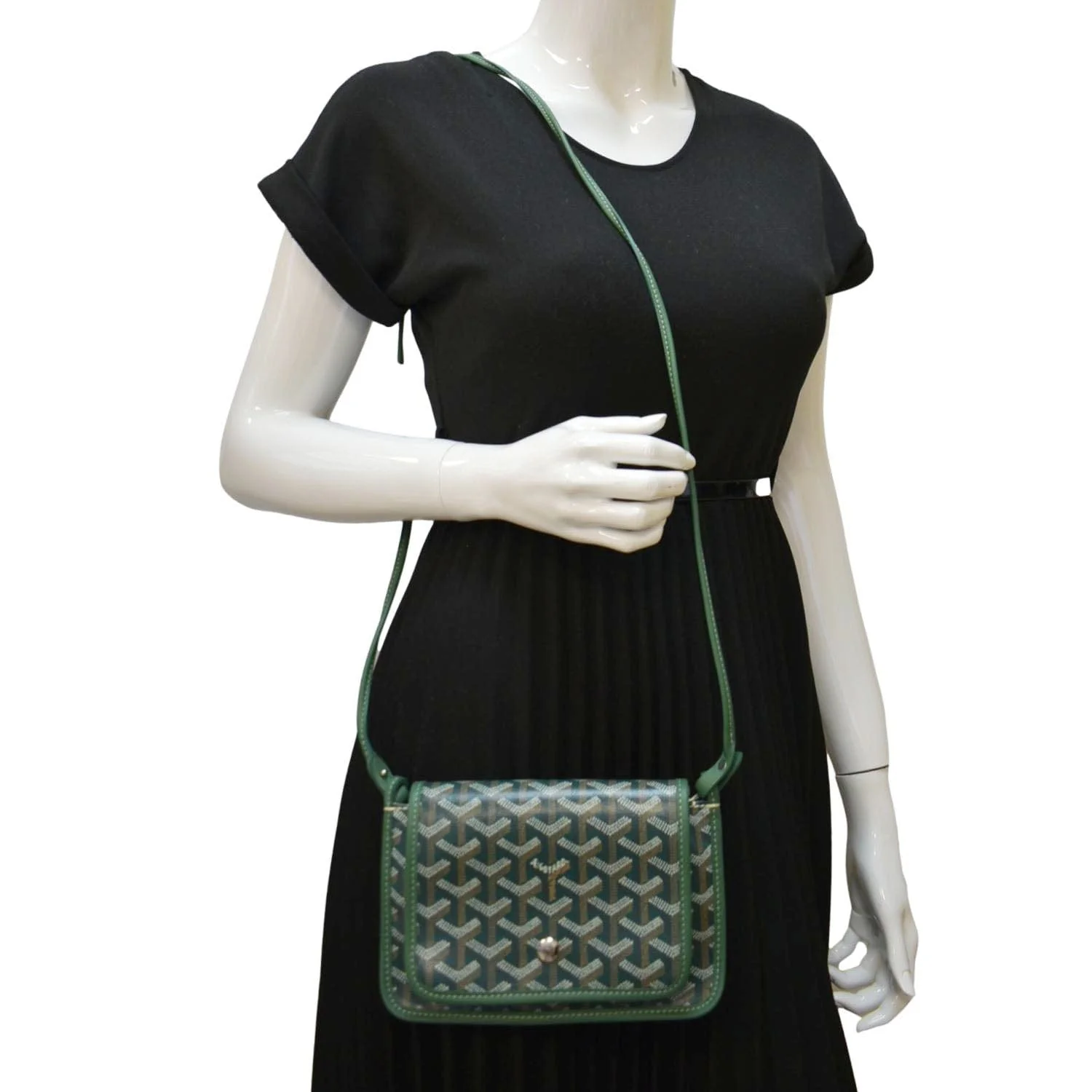 GOYARD Plumet Chevron Print Canvas Shoulder Bag Green - Image 2