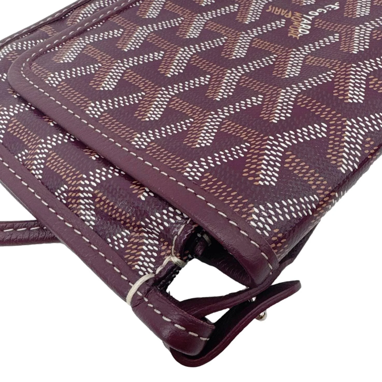 GOYARD Plumet Chevron Print Canvas Shoulder Bag Burgundy - Image 7