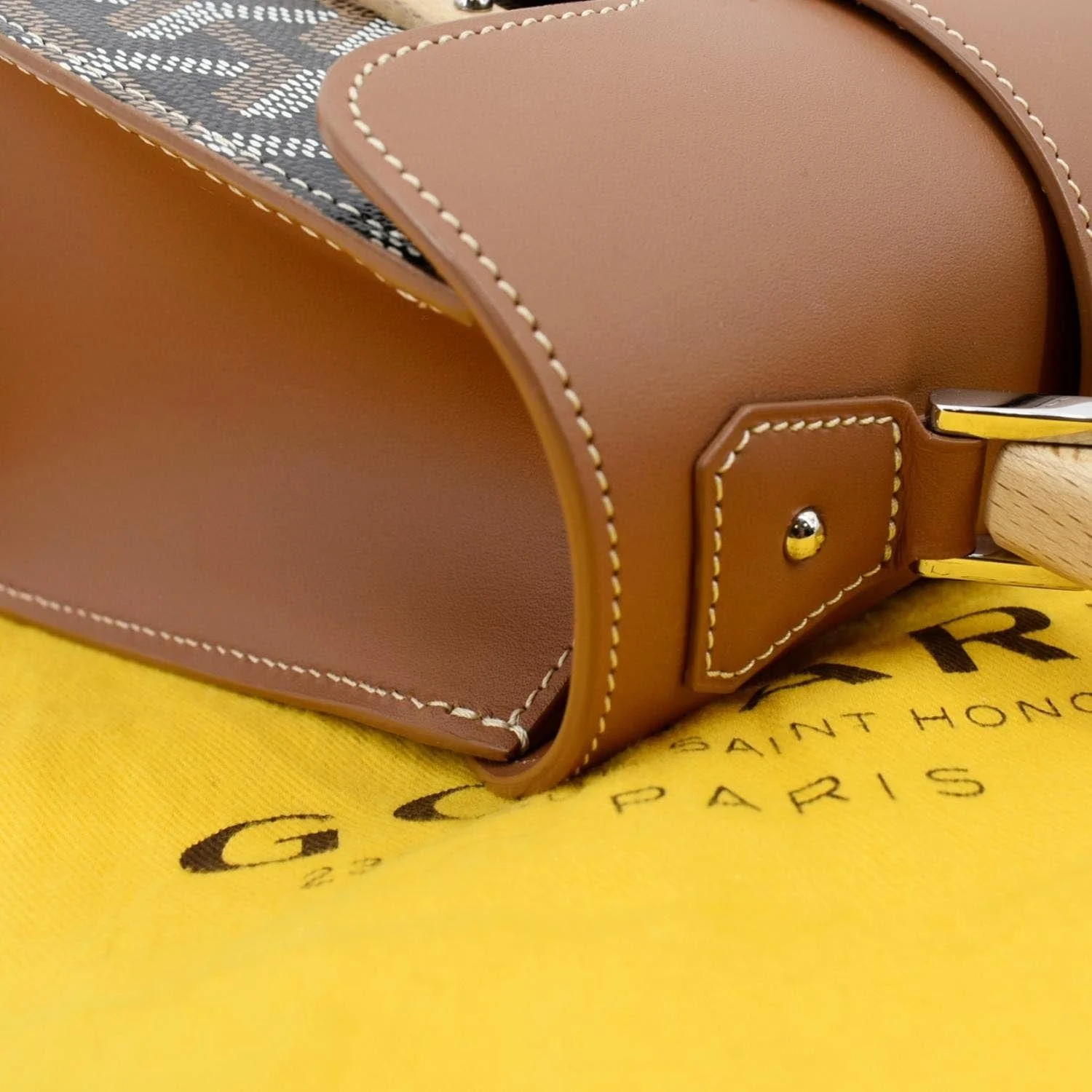 GOYARD Saigon Chevron Print Coated Canvas Top Handle Satchel Bag Tan - Image 6