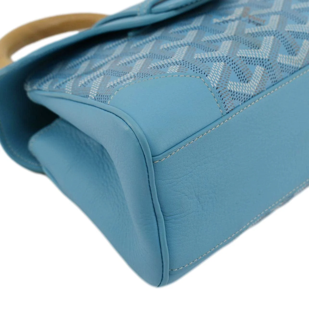 GOYARD Saigon Mini Chevron Print Coated Canvas Top Handle Shoulder Bag Blue - Image 8