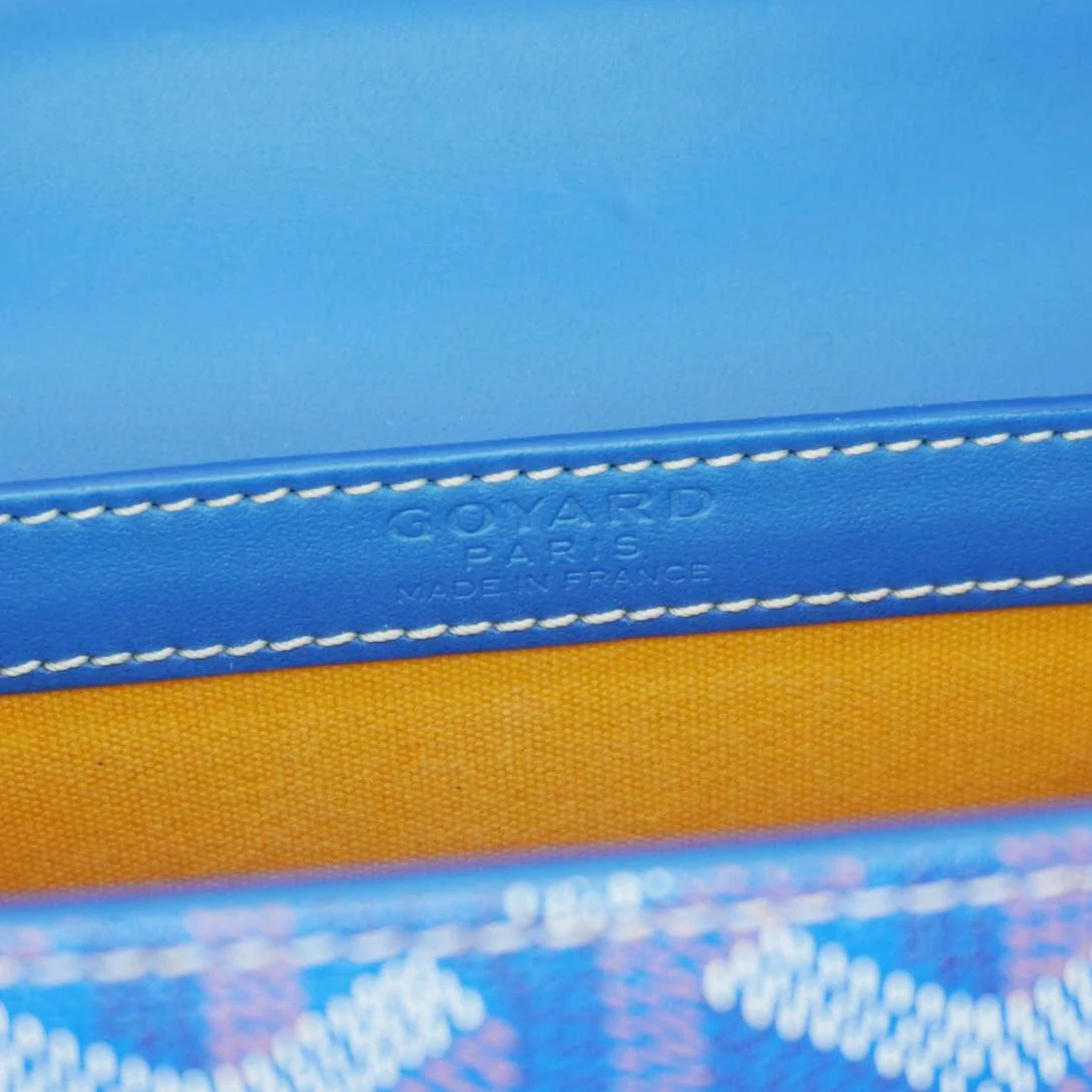 GOYARD Saigon Mini Chevron Print Coated Canvas Top Handle Shoulder Bag Blue - Image 12