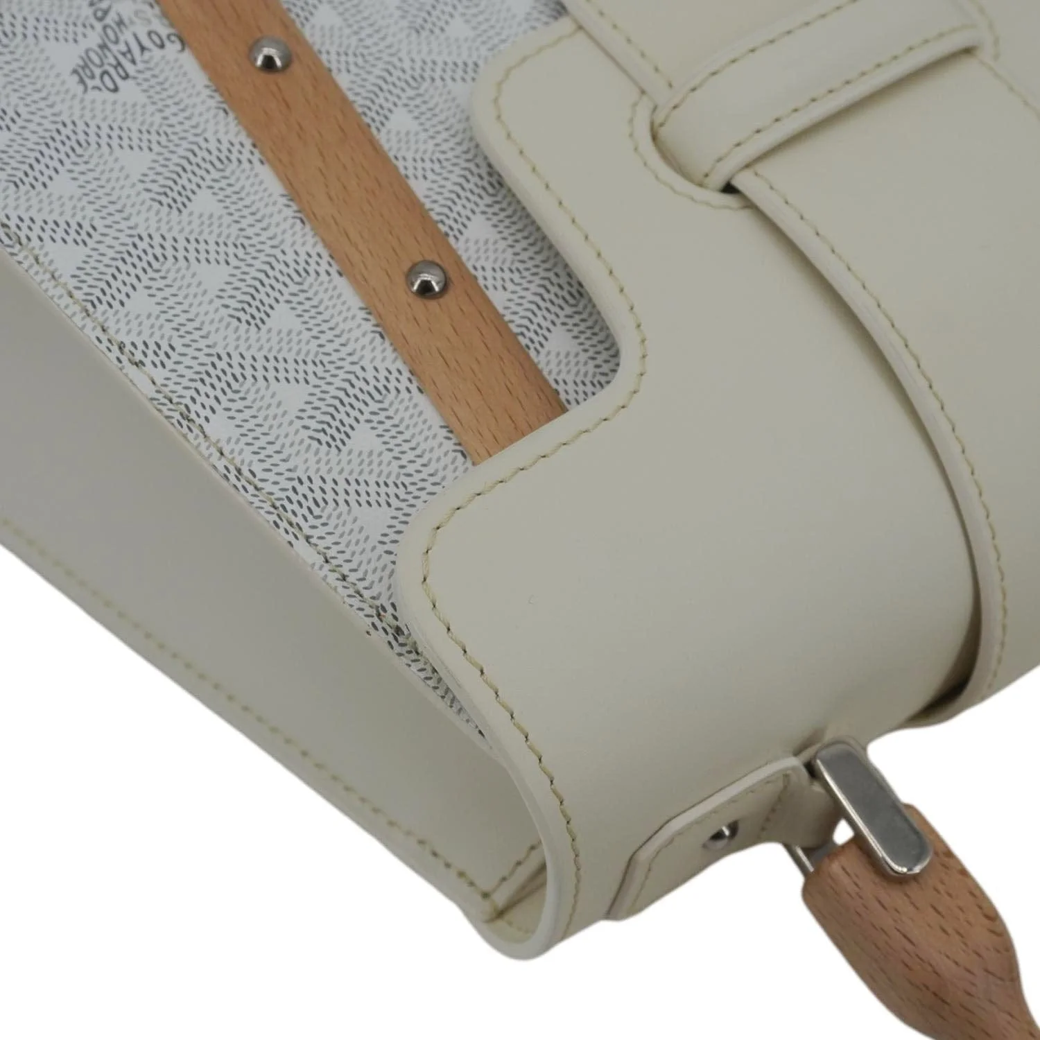 GOYARD Saigon PM Chevron Print Coated Canvas Top Handle Shoulder Bag White - Image 7