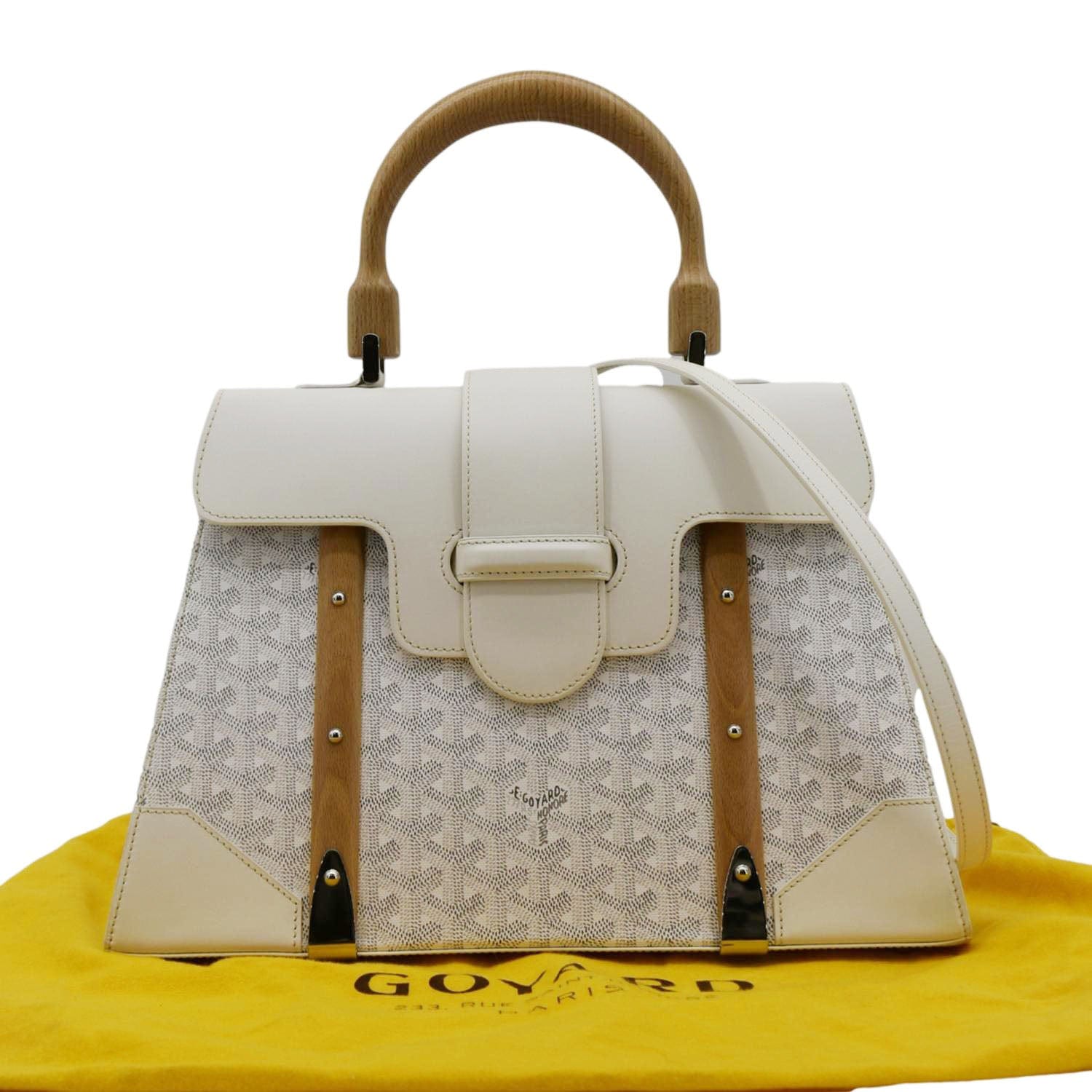 GOYARD Saigon MM Chevron Print Coated Canvas Top Handle Shoulder Bag White - Image 3