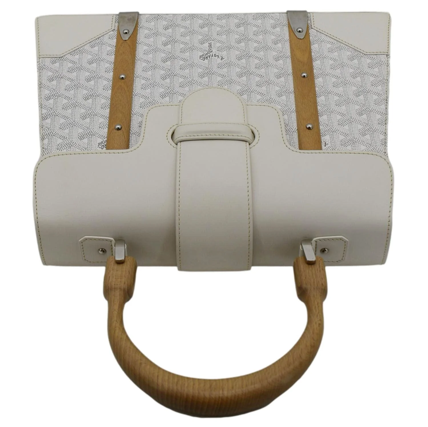 GOYARD Saigon MM Chevron Print Coated Canvas Top Handle Shoulder Bag White - Image 6