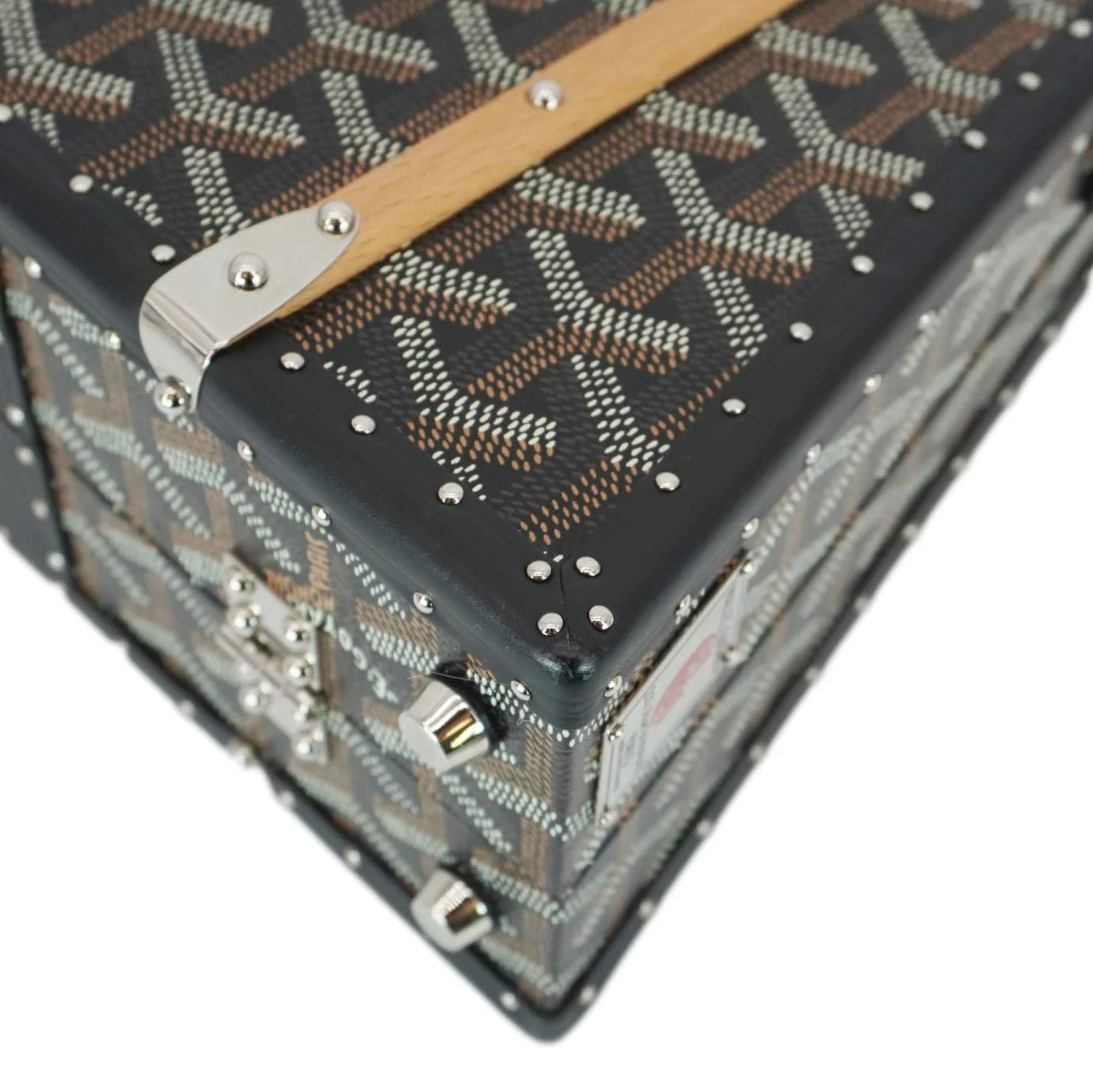 GOYARD Saigon Mini Chevron Print Coated Canvas Top Handle Bag Black - Image 7