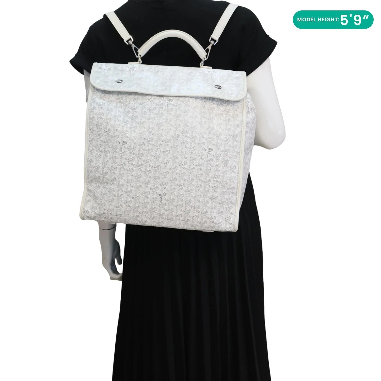 GOYARD Saint Leger Chevron Print Canvas Backpack White - Image 2