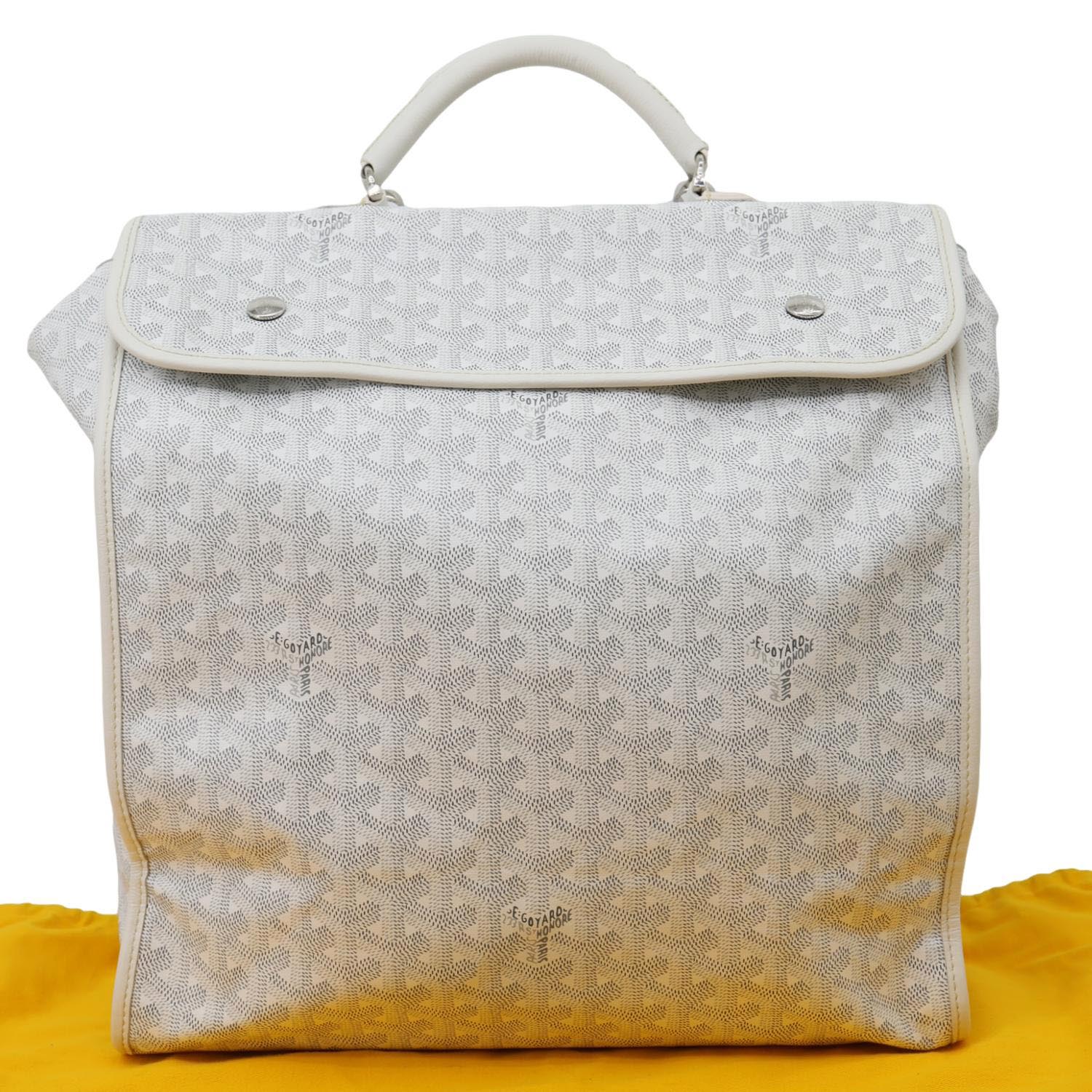 GOYARD Saint Leger Chevron Print Canvas Backpack White - Image 3