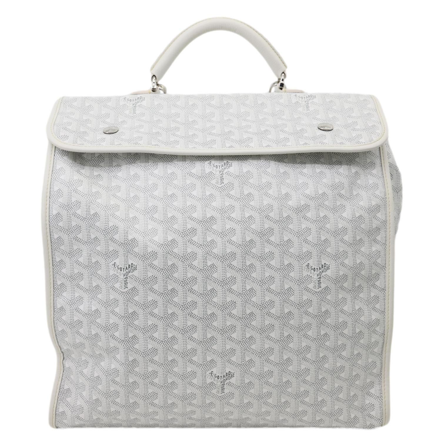 GOYARD Saint Leger Chevron Print Canvas Backpack White - Image 4