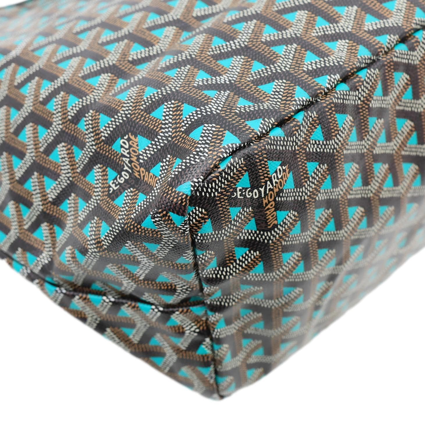 GOYARD Saint Louis Claire Voie PM Canvas Tote Shoulder Bag Turquoise - Image 7