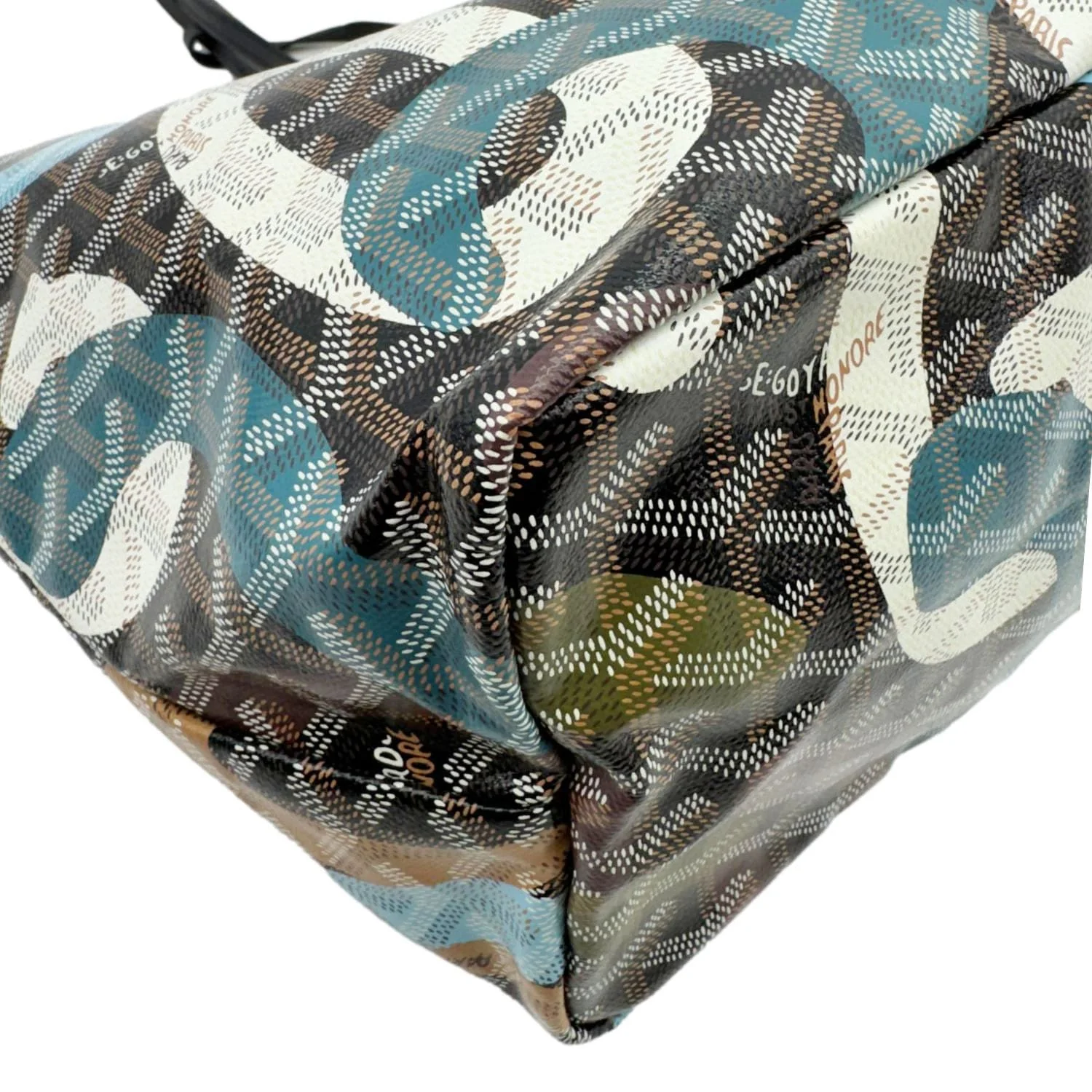 GOYARD Saint Louis Lettres Camouflage Chevron Print Canvas Tote Bag Multicolor - Image 11