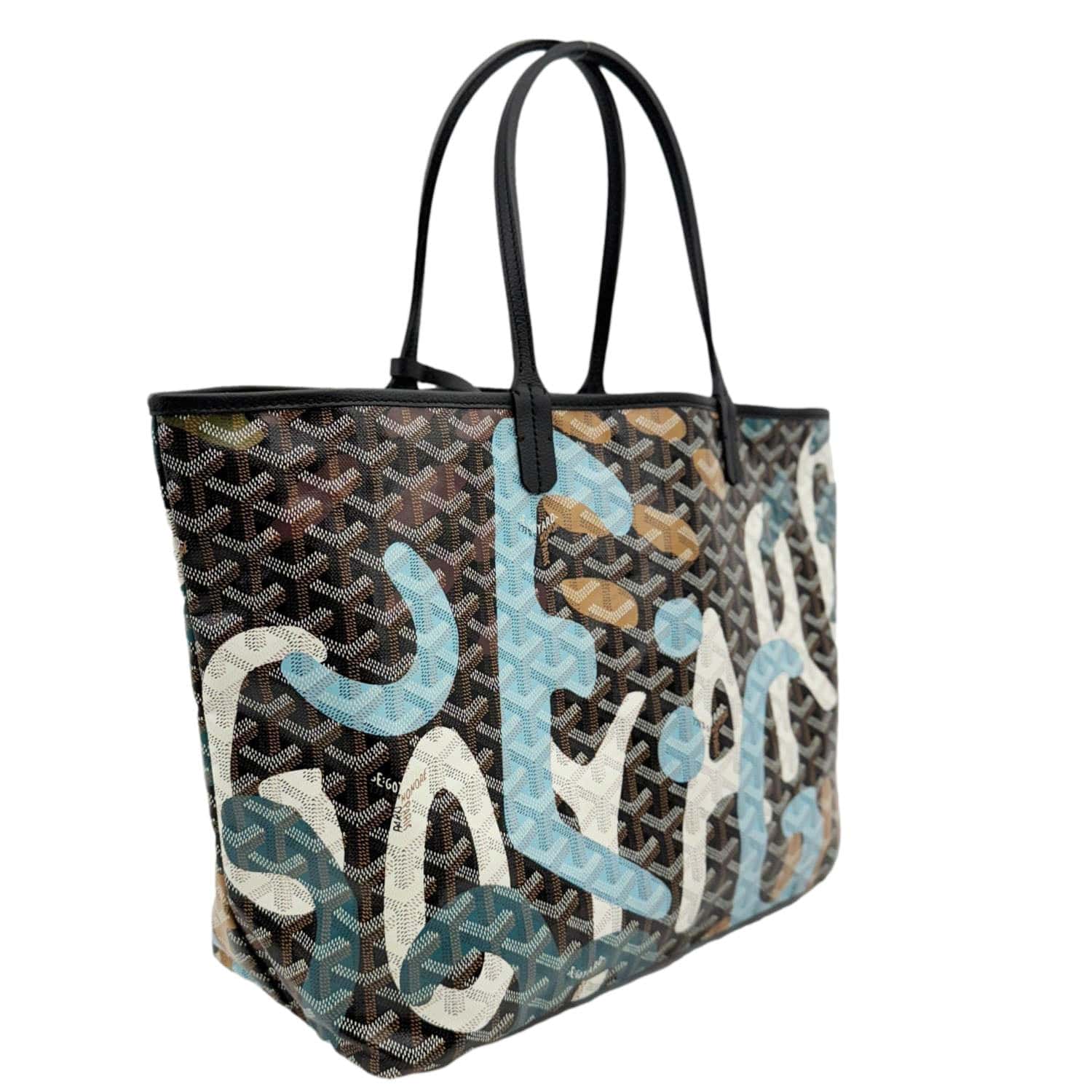 GOYARD Saint Louis Lettres Camouflage Chevron Print Canvas Tote Bag Multicolor - Image 9