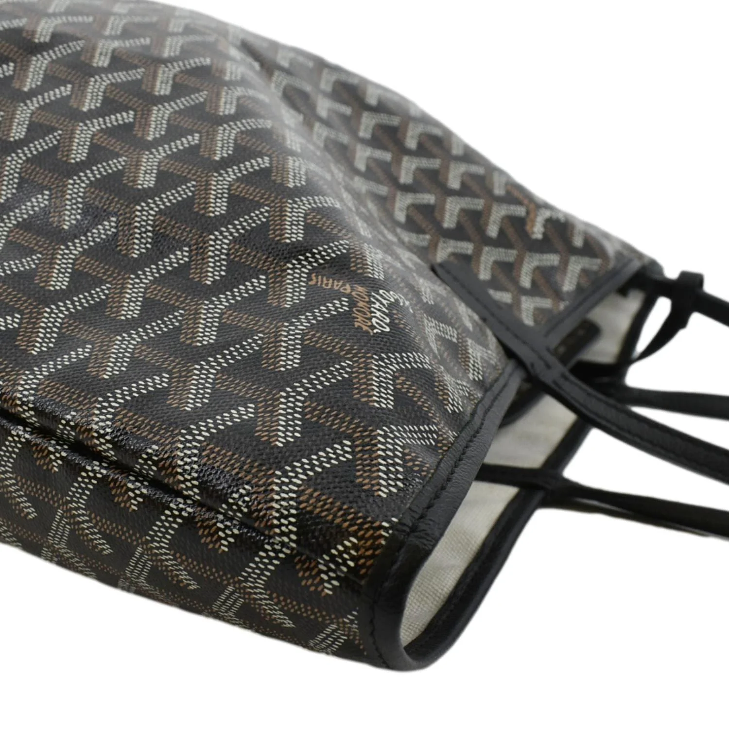 GOYARD Saint Louis PM Chevron Print Canvas Tote Bag Black - Image 6
