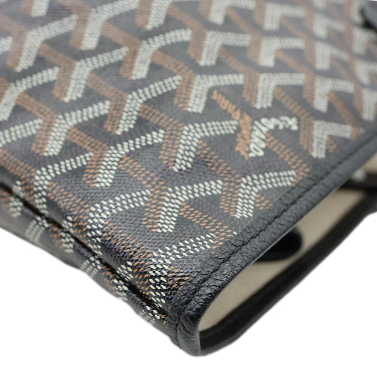 GOYARD Saint Louis PM Chevron Print Canvas Tote Bag Black - Image 6