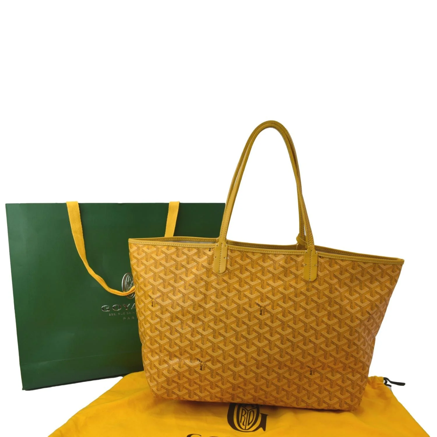 GOYARD Saint Louis PM Chevron Print Canvas Tote Bag Yellow - Image 3