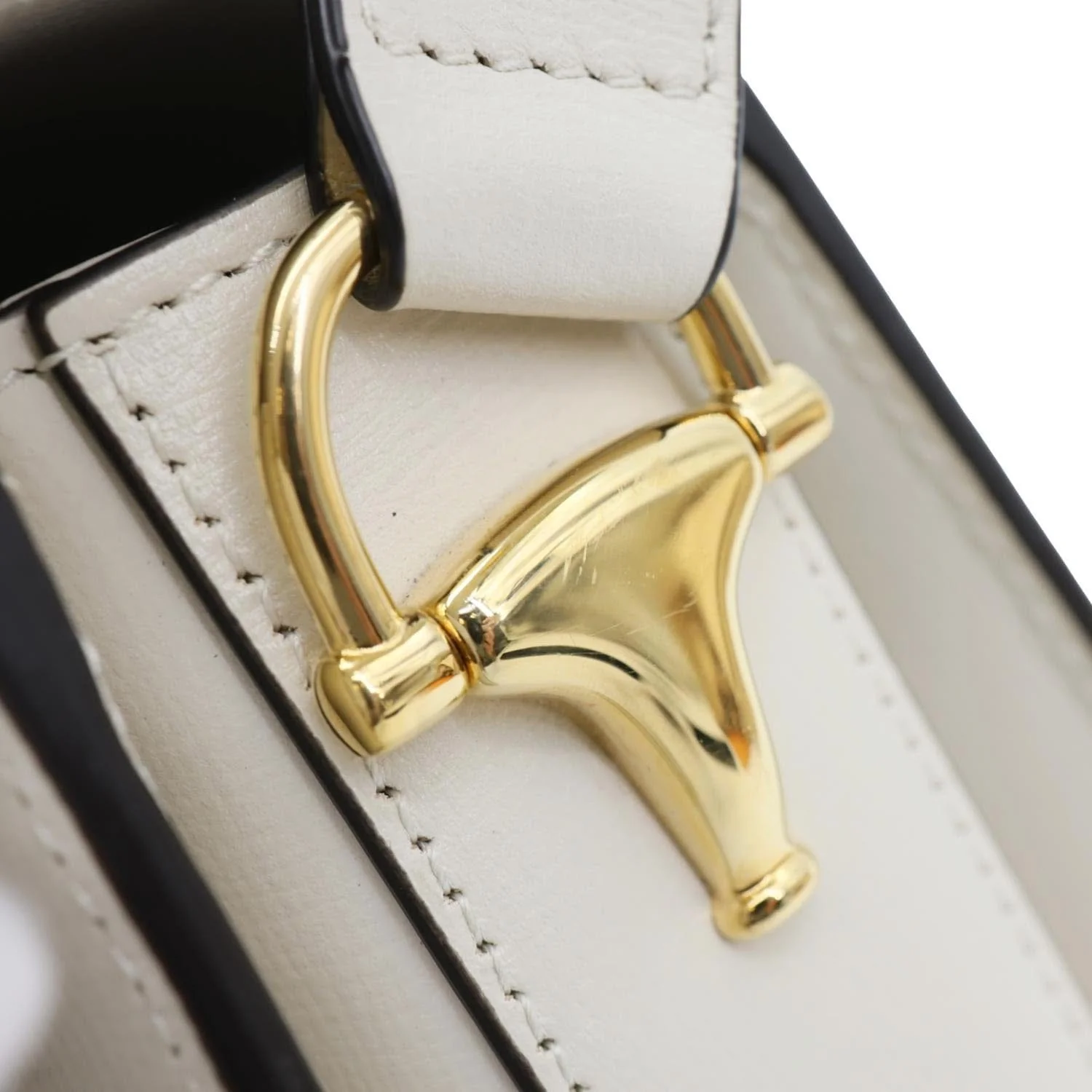GUCCI Horsebit 1955 Small Leather Shoulder Bag Off White 602204 - Image 12