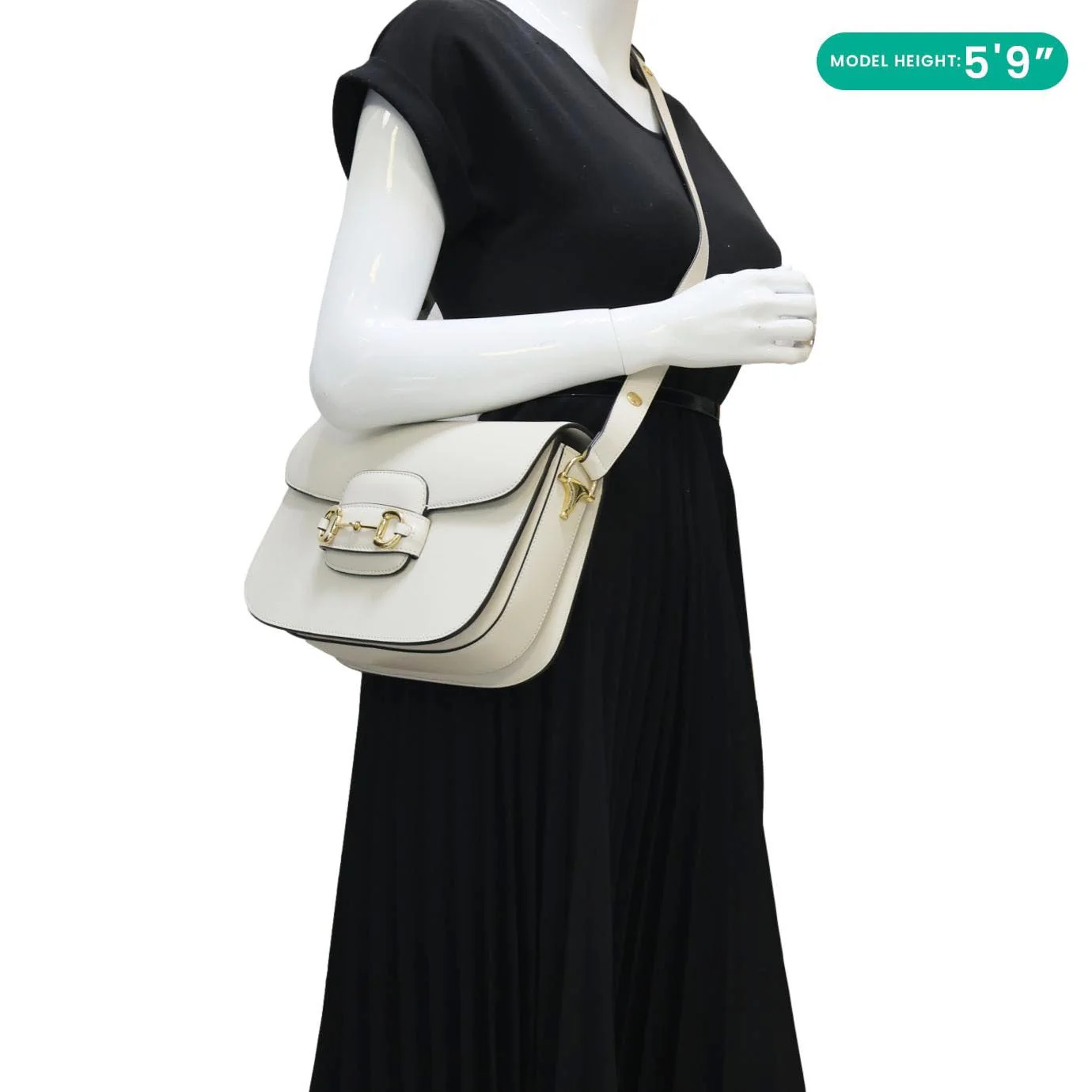 GUCCI Horsebit 1955 Small Leather Shoulder Bag Off White 602204 - Image 2
