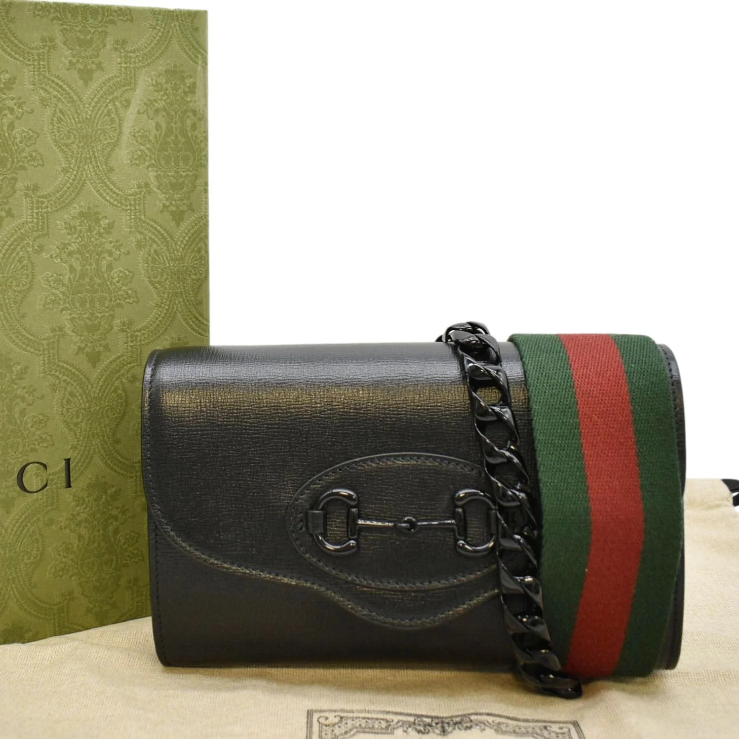 GUCCI Horsebit 1955 Mini Leather Crossbody Bag Black 724713 - Image 3