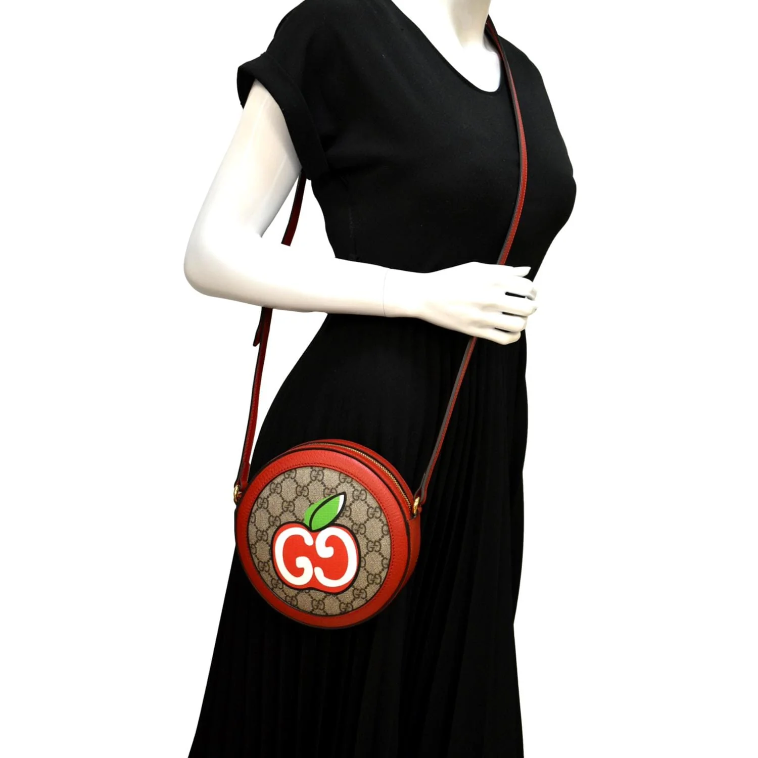 GUCCI Ophidia Apple Round GG Supreme Monogram Canvas Crossbody Bag Red 625216 - Image 2