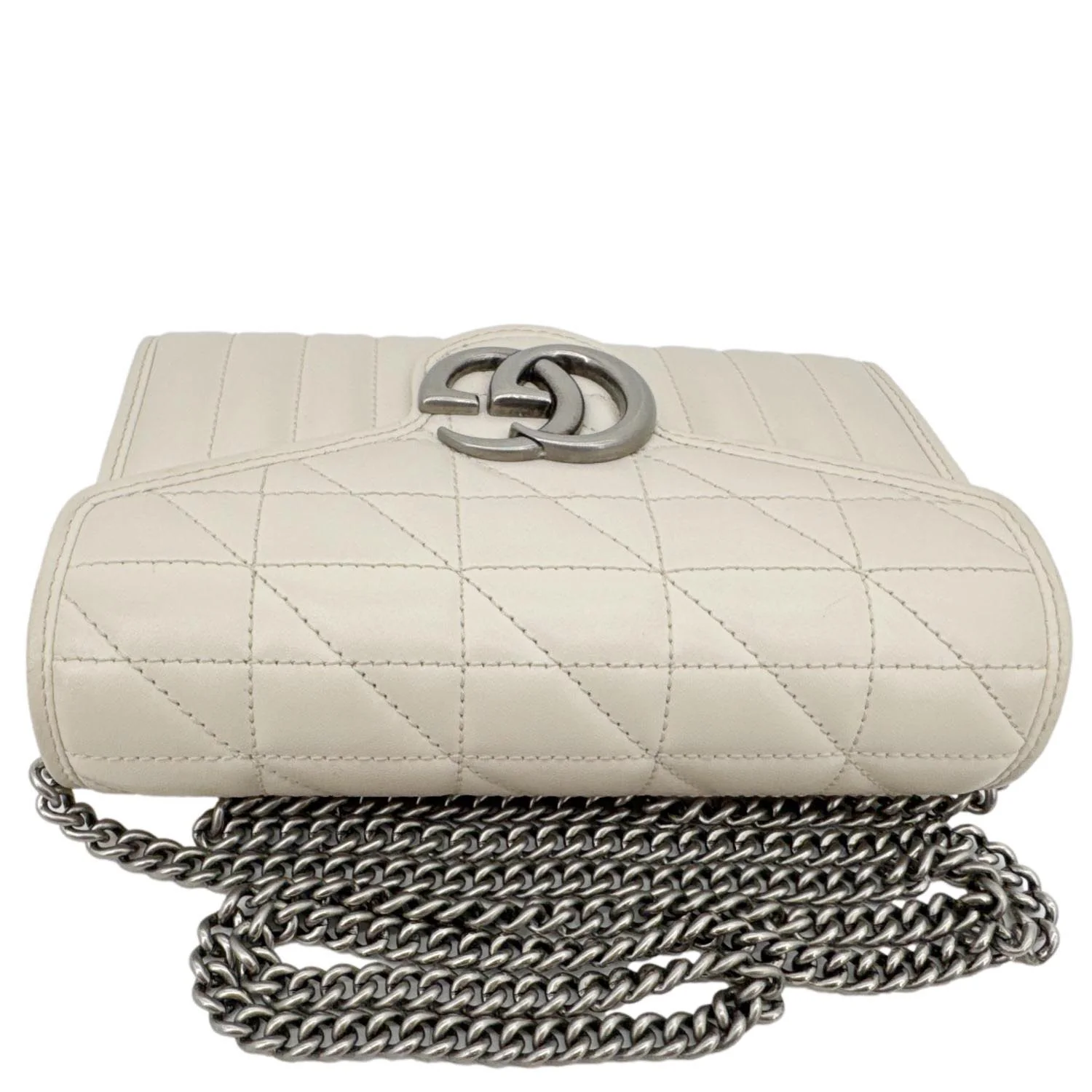 GUCCI Aria Marmont GG Calfskin Matelasse Leather Chain Wallet Mystic White 474575 - Image 5