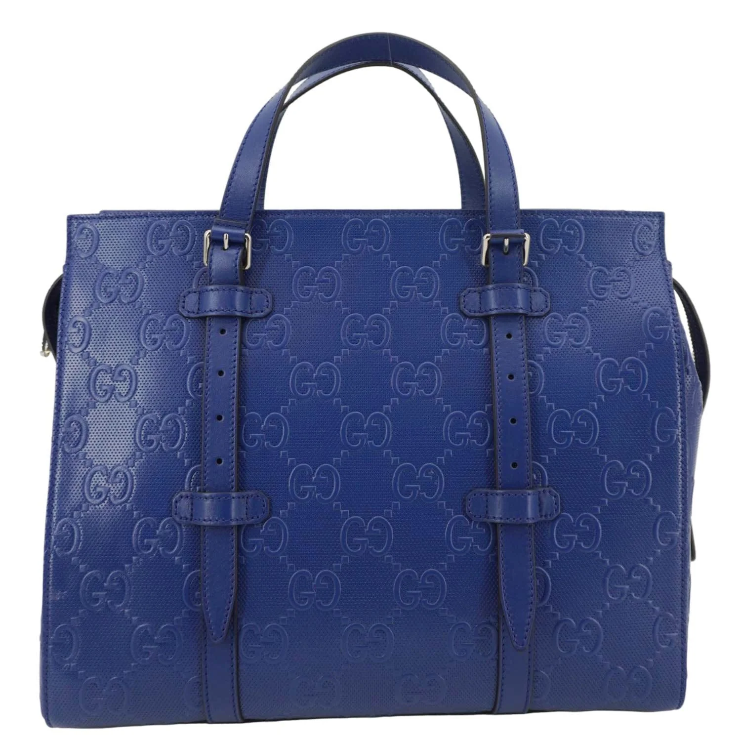 GUCCI Autre Marque GG Embossed Leather Tote Bag Blue 625774