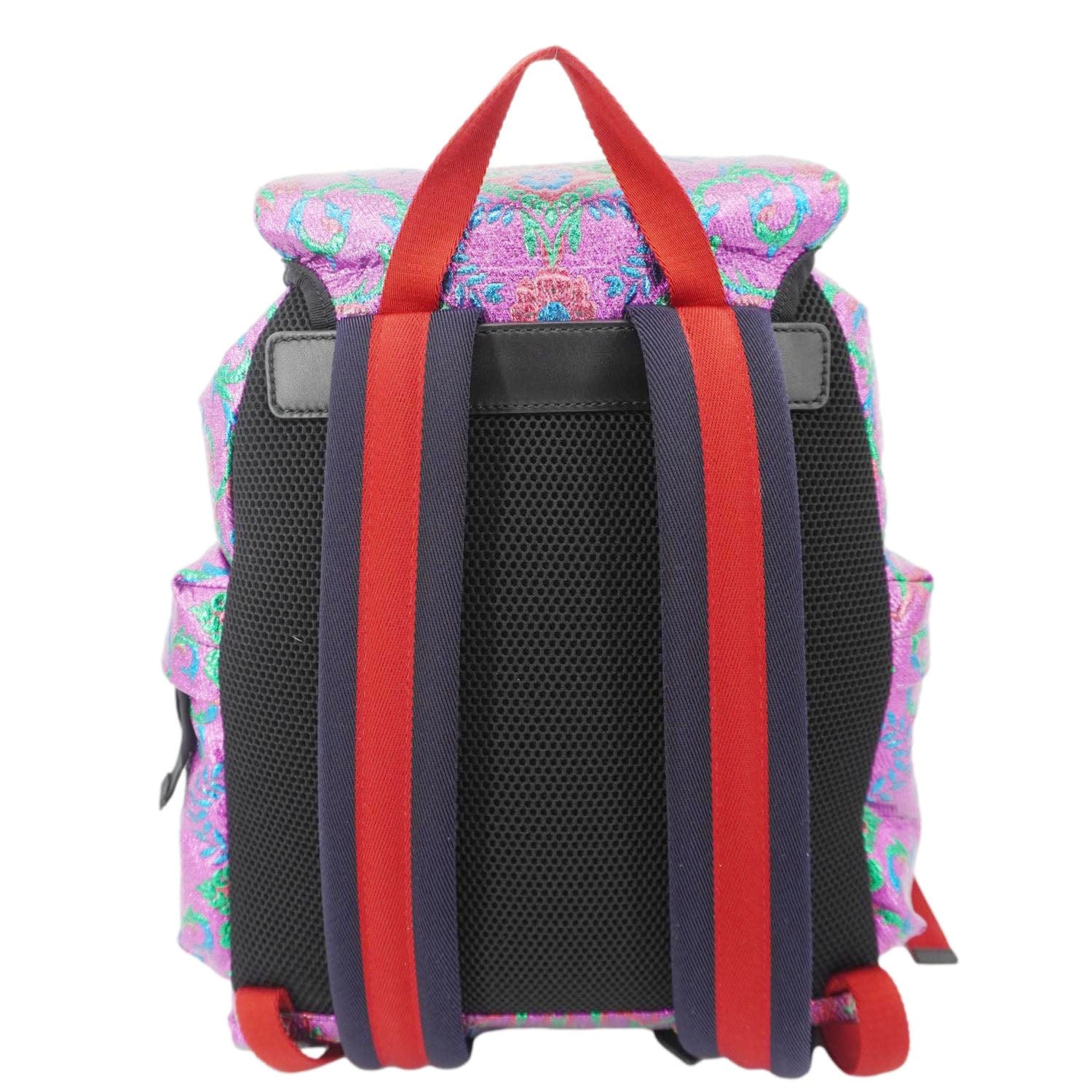 GUCCI Double Buckle Small Brocade Web Backpack Multicolor 466467 - Image 4