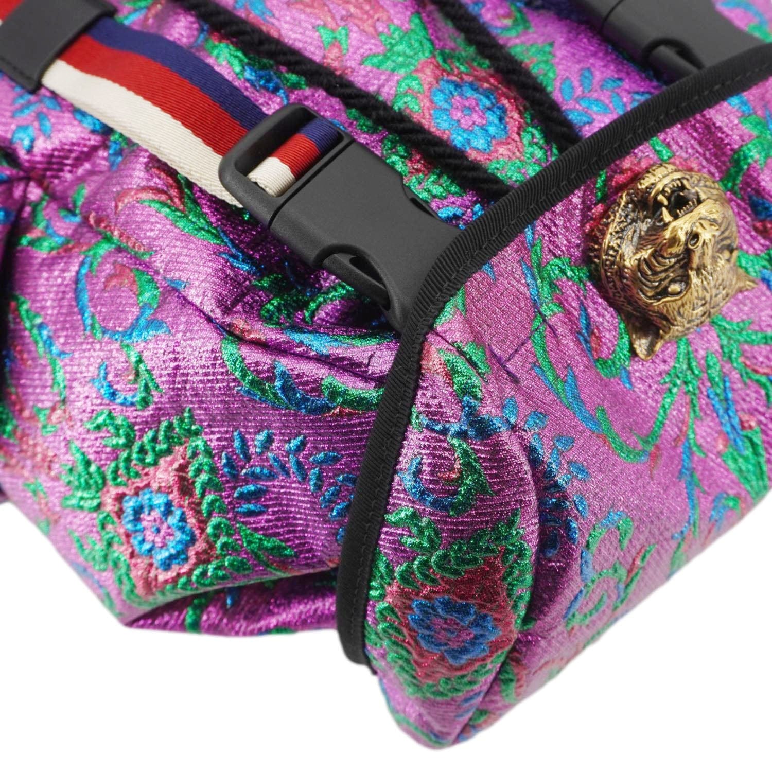 GUCCI Double Buckle Small Brocade Web Backpack Multicolor 466467 - Image 6