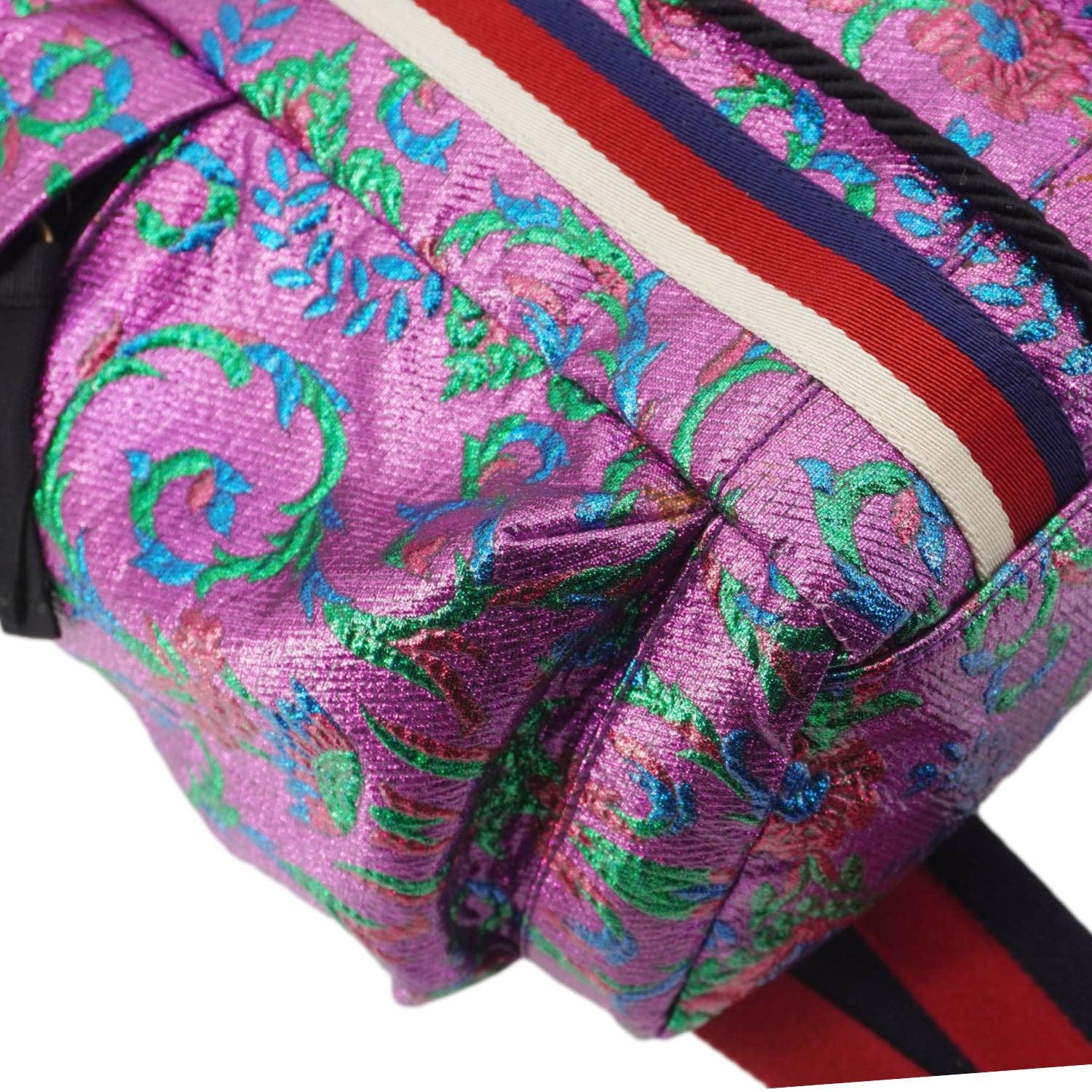 GUCCI Double Buckle Small Brocade Web Backpack Multicolor 466467 - Image 8