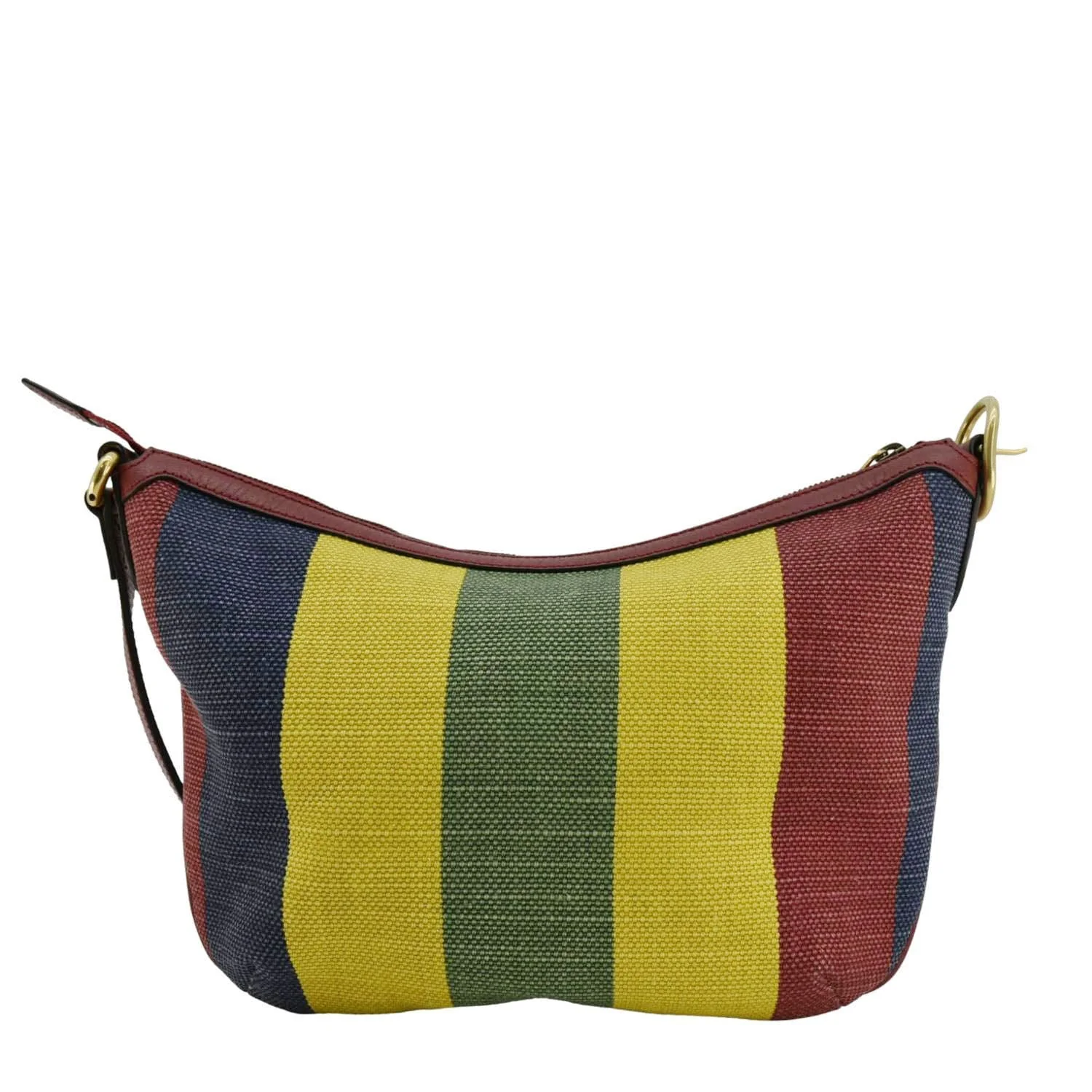GUCCI Baiadera Stripe Script Logo Half Moon Canvas Shoulder Bag Multicolor 626422 - Image 3