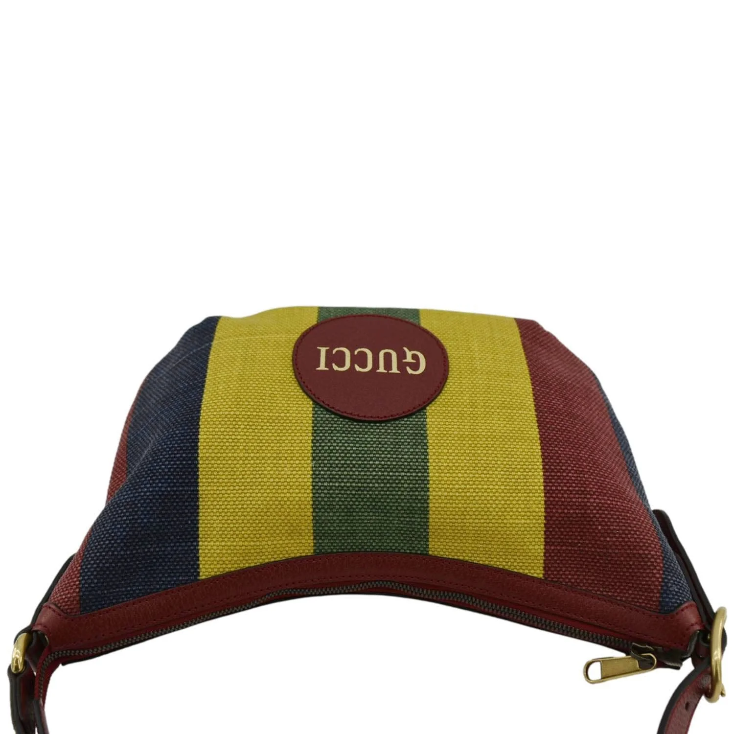 GUCCI Baiadera Stripe Script Logo Half Moon Canvas Shoulder Bag Multicolor 626422 - Image 4