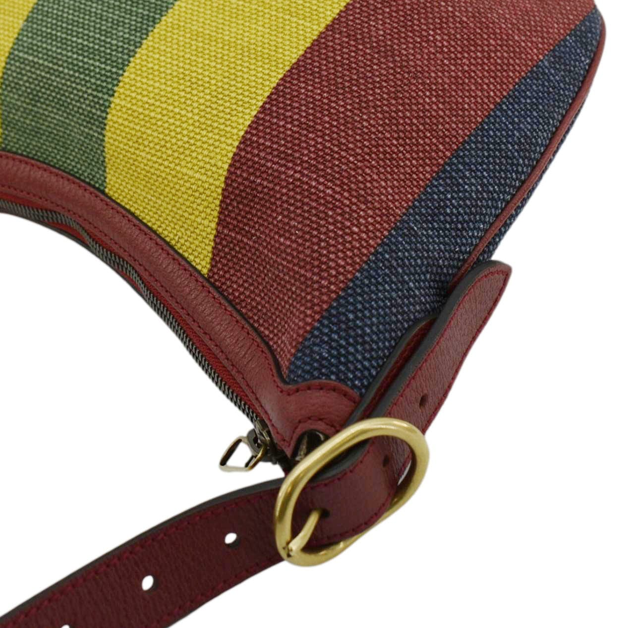 GUCCI Baiadera Stripe Script Logo Half Moon Canvas Shoulder Bag Multicolor 626422 - Image 5