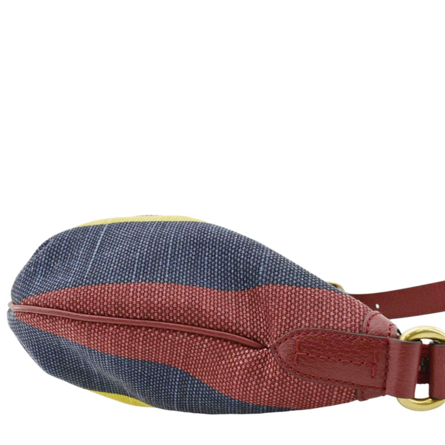 GUCCI Baiadera Stripe Script Logo Half Moon Canvas Shoulder Bag Multicolor 626422 - Image 6