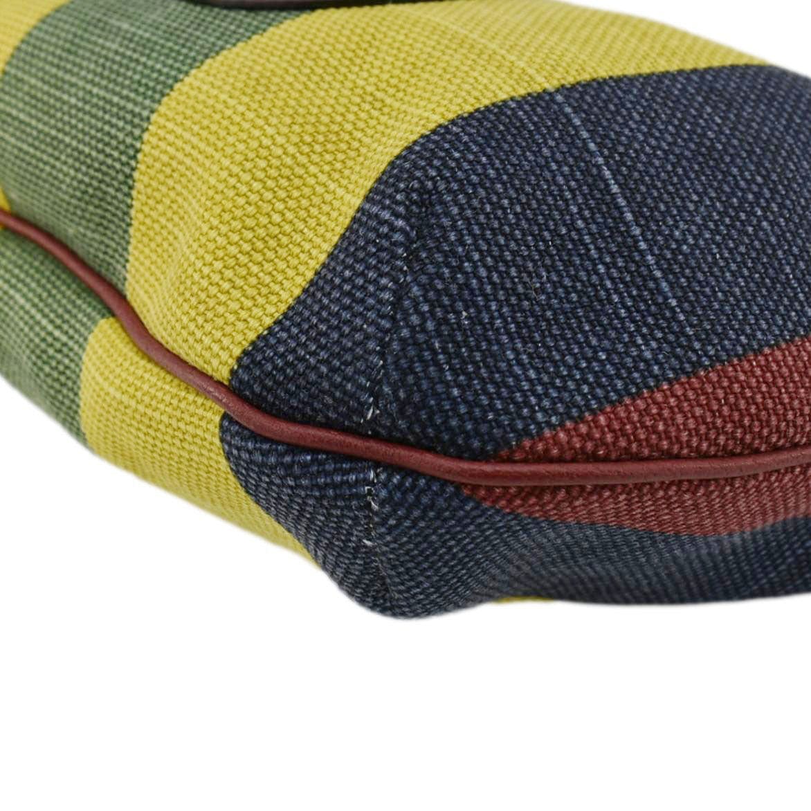 GUCCI Baiadera Stripe Script Logo Half Moon Canvas Shoulder Bag Multicolor 626422 - Image 8
