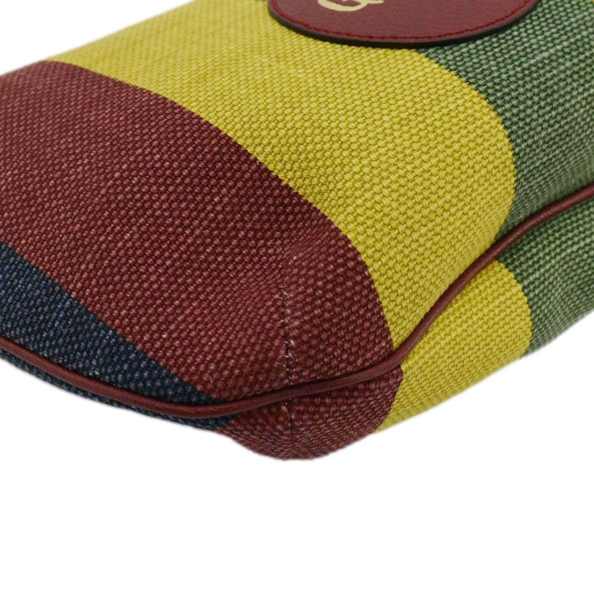 GUCCI Baiadera Stripe Script Logo Half Moon Canvas Shoulder Bag Multicolor 626422 - Image 9