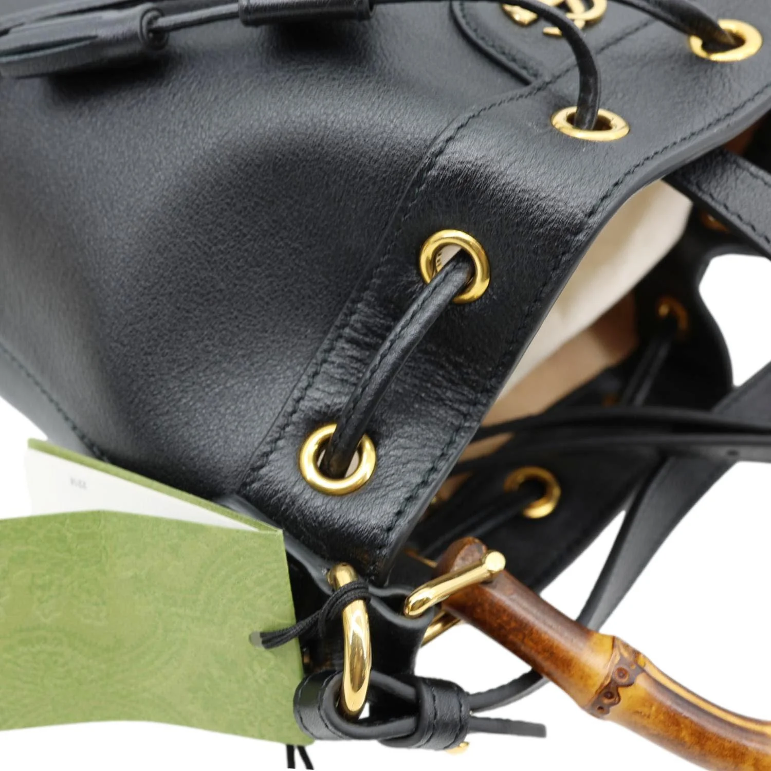 GUCCI Diana Bamboo Leather Bucket Bag Black 724652 - Image 6