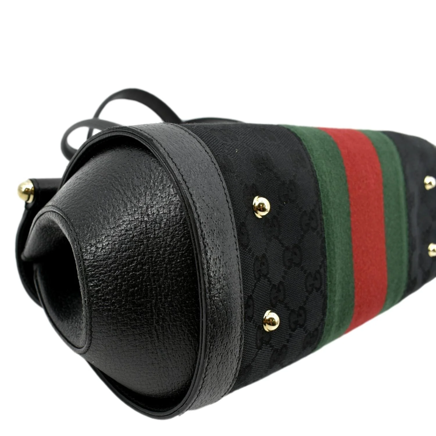 GUCCI Bamboo Bullet Calfskin Leather Satchel Bag Black 131496 - Image 8