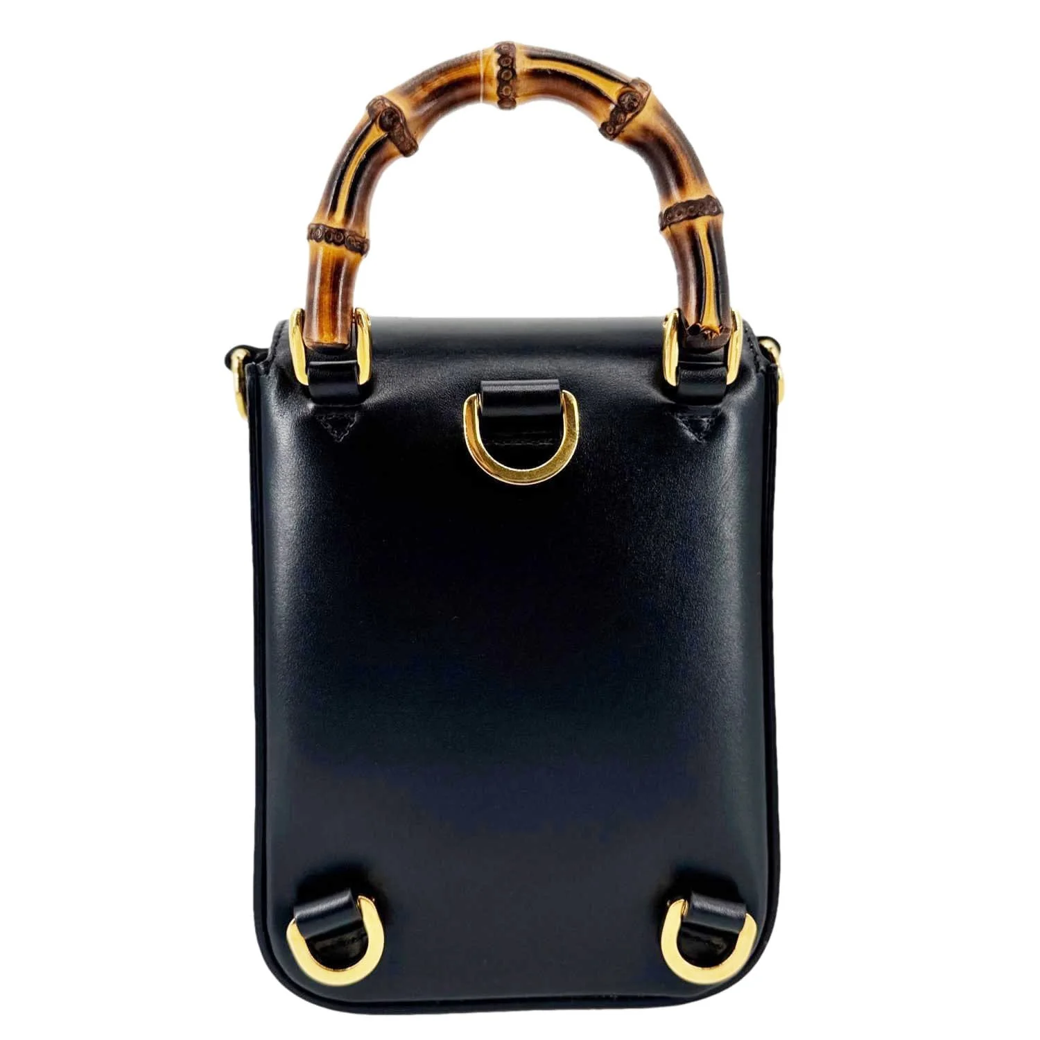 GUCCI Bamboo 3Way Calfskin Leather Shoulder Bag Black 702106 - Image 3
