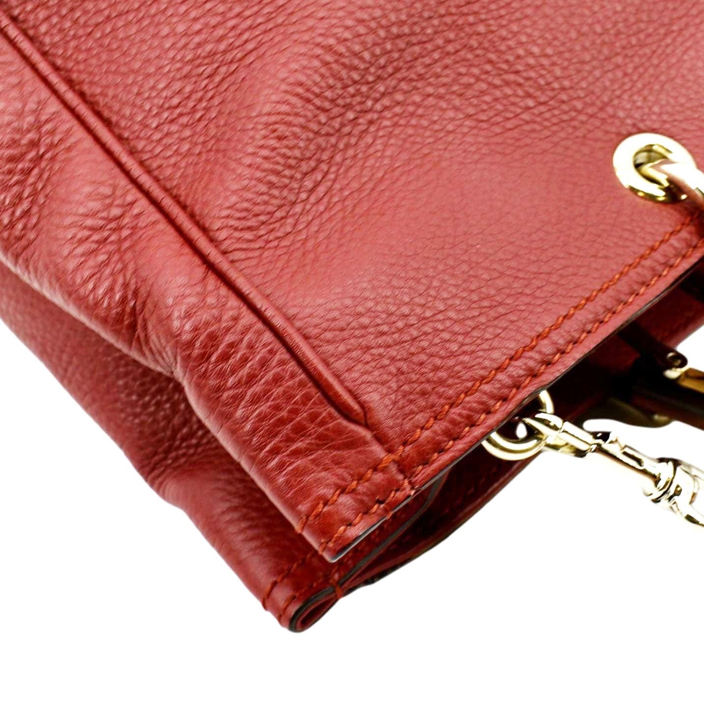GUCCI Bamboo Shopper Leather Top Handle Shoulder Bag Red 323660 - Image 7