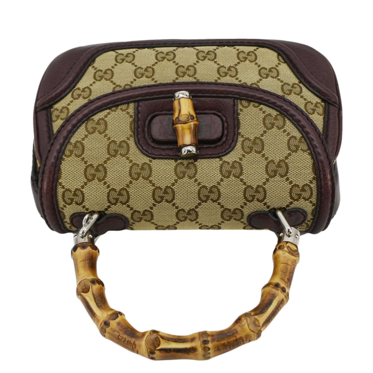 GUCCI Bamboo GG Canvas Top Handle Shoulder Bag Beige 247143 - Image 5