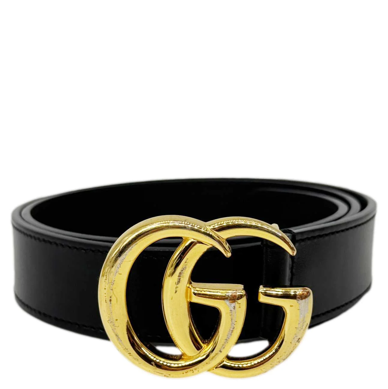 GUCCI GG Buckle Marmont Thin Leather Belt Size 85.34 Black 414516 - Image 4