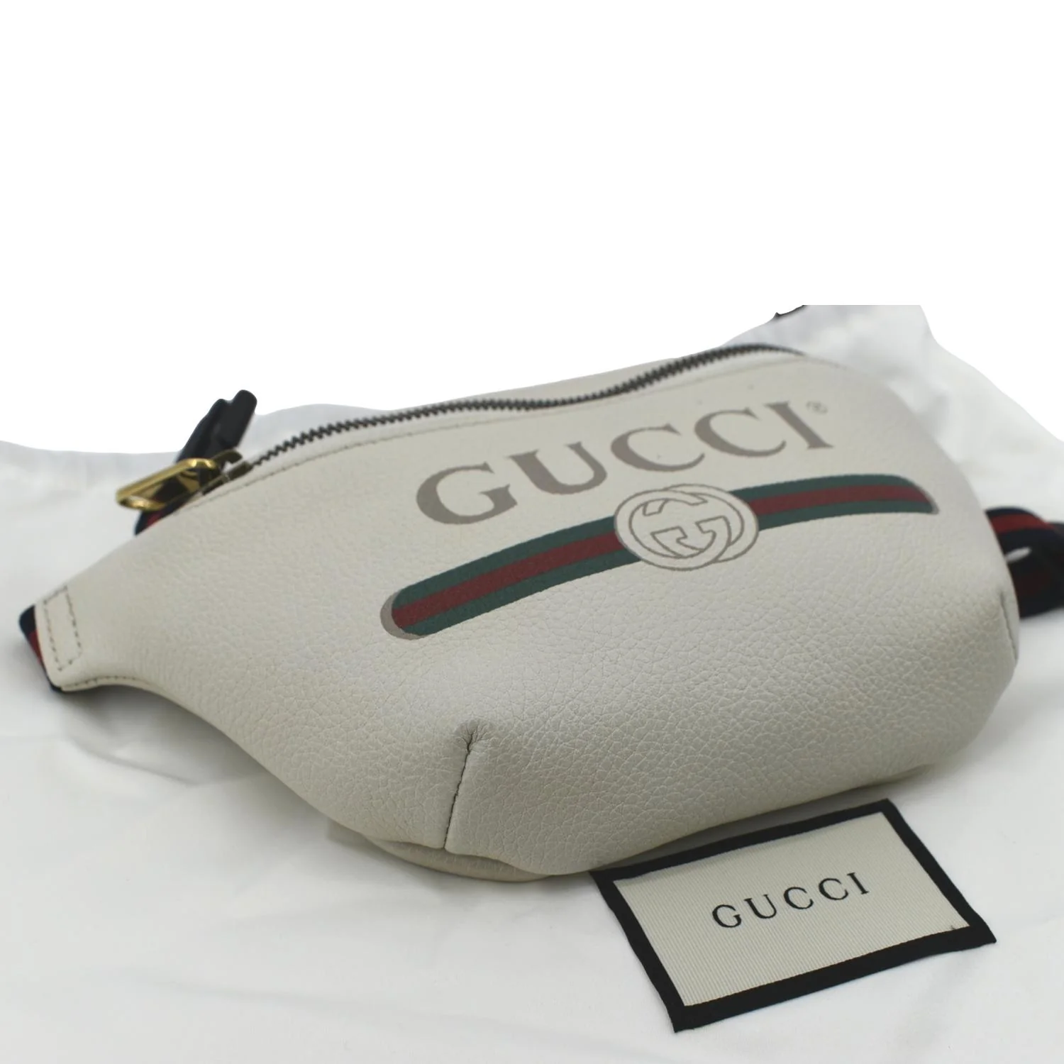GUCCI Print Small Leather Belt Waist Bum Bag White 527792 - Image 8