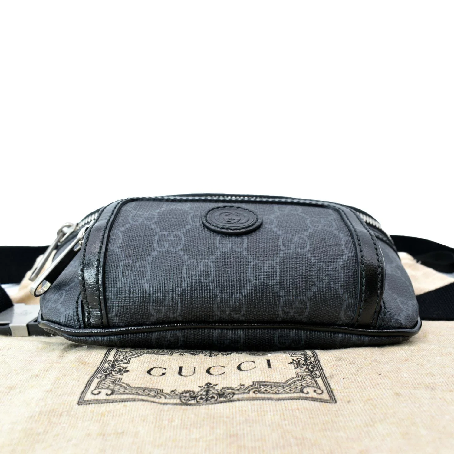 GUCCI Interlocking G Supreme Canvas Belt Bag Black 682933 - Image 3