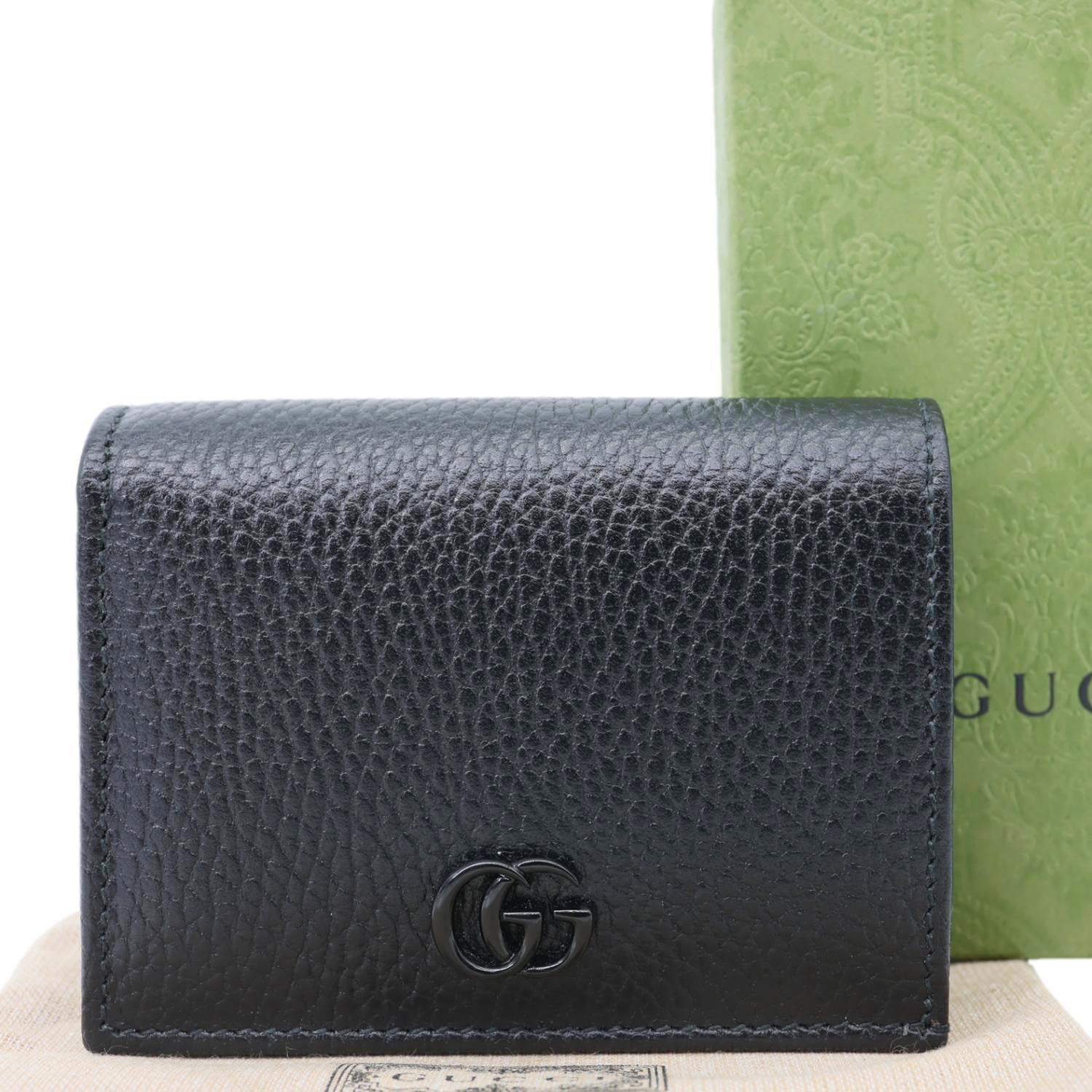 GUCCI GG Petit Marmont Leather Card Case Bi-fold Wallet Black 456126 - Image 3