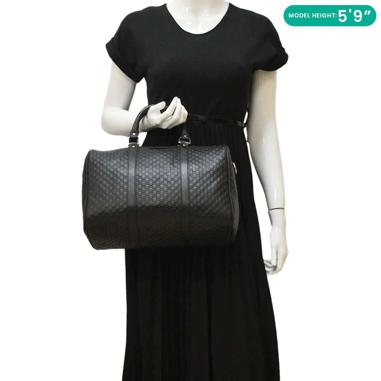GUCCI GG Microguccissima Boston Travel Bag Black 449646 - Image 2